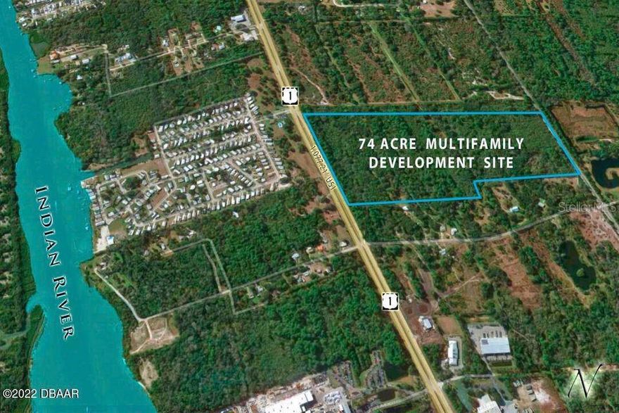 Two parcels (8424-00-00-0030 and 8424-00-00-0040) make up 74-acres that include 1,077' of frontage along US-1 Highway (S. Ridgewood Ave). These prime development sites are ideal for either an RPUD or a Mix-use PUD to utilize the exposure on US1 for commercial development.