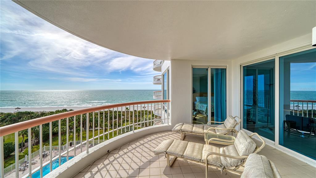 Gorgeous Gulf-to-bay and city views are the star of the show as soon as you enter this sixth-floor, south-side residence at the Pierre. Perfectly placed behind the exclusive and secure gates of Longboat Key Club, you will appreciate making this beautiful getaway your own. From almost any room in this residence, you can look westward out to the azure waves of the Gulf of Mexico, or to the gorgeously manicured grounds of Links on Longboat Golf Course and the peaceful waters of Sarasota Bay beyond. The thoughtful design of the St. Simon layout encompasses nearly 2,500-square-feet of living space, adorned with Marble and hardwood flooring throughout, high ceilings, neutral palette, open-concept that makes entertaining easy, and walls of floor-ceiling-glass sliders in multiple rooms that lead to two generous terraces on which to while the day away. The eat-in kitchen, with its custom cabinetry, granite countertops, tile backsplash, and stainless-steel appliances, is steps from the living/dining room. Retreat to the secluded master, featuring hardwood flooring, walls of glass to highlight picture-perfect views, en-suite bathroom, as well as his/her walk-in closets. One guest suite is on the west side of the residence, while the third bedroom was converted to an open den area and can be simply reverted back. Secure, under-building parking and separate storage locker complete this residence. Pierre residents love this fabulous, gated community, especially its first-rate amenities including three overflow guest suites (available on a first-come basis) fitness, tennis, a stylish clubhouse, heated pool, and spa overlooking the Gulf. A private boardwalk takes you to deeded beach access. You will appreciate the convenience taking a sunny walk to the famed and recently updated Longboat Key Club, where members (memberships available for purchase separately) enjoy renowned golf courses, award-winning tennis, elaborate Gulfside pool deck, fully equipped fitness center, spa services, fine dining and marina. A luxury lifestyle “behind the gates” is a one-of-a-kind experience! Room Feature: Linen Closet In Bath (Primary Bedroom).