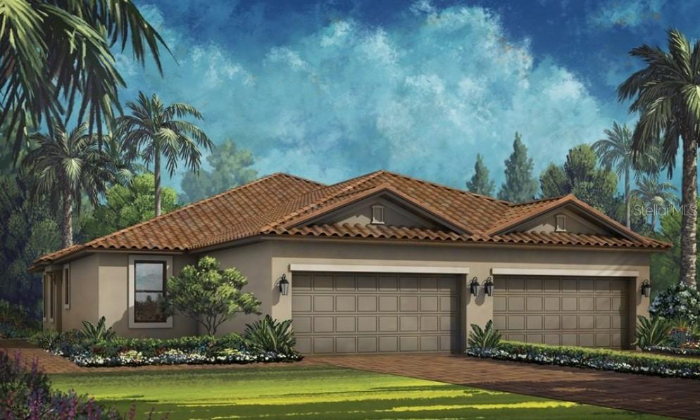 Pre-Construction. To be built. MLS # A4539970REPRESENTATIVE PHOTOS ADDED~ The Ibis! Light and bright is exactly what you feel as soon as you walk into the Ibis. The main entry brings you straight into the heart of this home, the open kitchen and gathering room. The kitchen is thoughtfully designed showing off a wraparound peninsula, open concept flow and beautiful kitchen window allowing even more natural sunlight into the most popular room in your home. This smart design does not waste an inch of its 1,533 square feet featuring two bedrooms, two bathrooms, a formal dining and den with a beautiful lanai, all coming together to truly create an indoor/outdoor retreat! Structural options added to 10032 Morning Mist Lane include: 8' doors, tray ceiling package, cali top kitchen countertop, pocket doors in den, extended patio with cage.