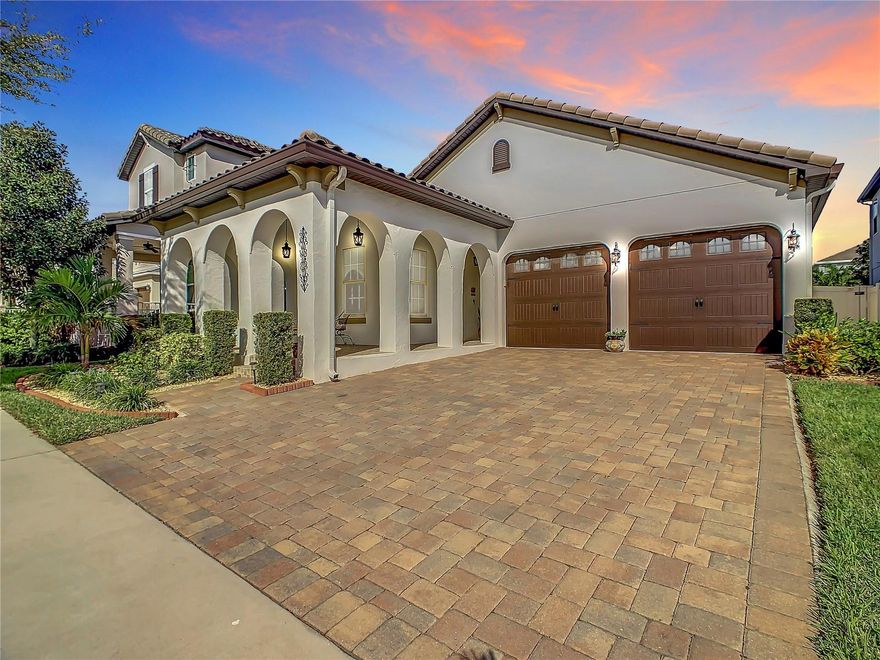 Your search stops here! This property has EVERYTHING you are looking for. This gorgeous Pool home with paid off Solar Panels features 3 bedrooms, 2 full bathrooms, 1 half bathroom, plus a loft. Walking in from the grand front porch through the main entrance, you will find the spacious master bedroom with a beautiful master bathroom with separate tub and shower, double vanities, and his and hers walk-in closets . Further down you will find the gorgeous family and dining rooms, luxury gourmet kitchen, walk-in pantry, and laundry room. In the back you will find the the guest bathroom. Through the french doors you have access to the MASIVE backyard. This completely fenced in backyard features a covered screened-in spectacular salt water heated pool, with spa/jacuzzi and beautiful easy maintenance landscaping. Upstairs you will find 2 additional bedrooms, 1 full bathroom and a loft. This AMAZING home also includes gutters throughout the house. Better yet, you can see the Disney fireworks from your front porch and community dry pond. The community features resort style amenities such as, a water park, relaxing cabanas, tennis courts, BBQs, several playgrounds, basketball court, walking trails with exercise stations and doggie parks. Lastly, it is conveniently located next to the 429 highway and the brand new Horizon High School and Panther Lake Elementary, and it is walking distance to The Mark Shopping Center where you can find restaurants, shops, a daycare and gas station. Don't miss your opportunity to see this gorgeous home!