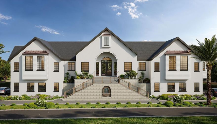 Pre-Construction. To be built. Discover an extraordinary opportunity to own an expansive double lot of 0.52 acres on North Siesta Key with this single-story, new construction transitional modern-style luxury home by Pham Development. Offering 170 feet of deep-water canal frontage, the residence features 4,353 square feet under air and 15,453 square feet under roof. With 5 bedrooms, 5 full bathrooms, 2 half baths, and a designated private office, the home showcases soaring 17.5-foot vaulted ceilings and a striking glass wine wall, complemented by designer finishes that fill the interiors with natural light and tranquil water views. Across the canal, lush landscaping provides a serene and private backdrop, with flexibility to customize finishes and style.

Designed for both comfort and entertaining, the open-concept living spaces flow seamlessly to a resort-style outdoor retreat. The expansive back patio is equipped with remote-controlled electric mosquito screens, allowing you to enclose the space at the touch of a button for year-round enjoyment. Enjoy a spectacular pool with a champagne hot tub spa, a generous patio, and a fully equipped outdoor kitchen perfect for alfresco dining. A scenic path leads to your private dock with a state-of-the-art electric system and space for a boat up to 37 feet, offering smooth access to the bay and Gulf.

The primary suite is a private sanctuary with spa-inspired amenities and dedicated quarters. A chef’s kitchen anchors the heart of the home with premium appliances and refined finishes. An elegant circular driveway creates a grand entrance, while the expansive ground level offers room for up to 10 cars, complemented by an impressive 10-car garage—ideal for collectors or additional storage. This exceptional waterfront residence delivers effortless luxury and refined coastal living.