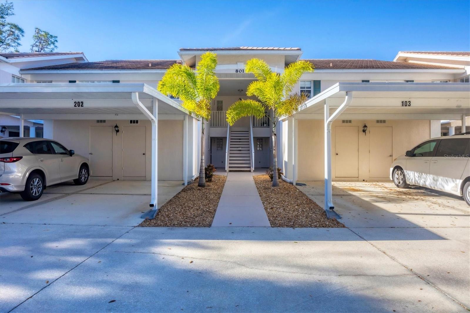 FURNISHED TURNKEY- Welcome to this Light, Bright and Move-In Ready 2 bedroom, 2 bathroom condo with a golf course view. As you enter the front door you’ll be greeted with an open concept living/dining area that’s also open to the kitchen with alot of cabinets and a closet pantry. The breakfast nook/Florida room is surrounded by sliding glass doors that can be opened for a nice breeze and has the perfect view of the 16th hole of the golf course and lush tropical landscaping. The soaring vaulted ceilings add to the spaciousness of the open floor plan. Each room transitions smoothly from one to another. The master suite is located at the back of the condo and features Plantation shutters, walk-in closet, dual sinks and walk-in shower. The guest suite and bathroom is located at the front of the condo and also features Plantation shutters. Convenient split floor plan, indoor laundry room, Plenty of storage space both on the inside and in the covered parking area that has an storage closet at the carport. Roof 2019. Start Living your Best Life in this Furnished Condo with a short walk to the community pool! The Gardens of St Andrews is maintenance free with its own heated pool and clubhouse. Plantation Golf & Country Club Membership is optional. Golf, tennis club and/or dining facilities memberships are available, if interested. Perfectly located close to Gulf of Mexico beaches, retail shopping, restaurants, theatres, walking trails, Wellen Park Town Center, Braves Spring Training Facility and Historic Downtown Venice! There is a flexible rental policy of a one month minimum. Just minutes to gorgeous Gulf of Mexico beaches, shopping, restaurants, theaters, biking trails, fishing and much more! Fill your days with your choice of activities!