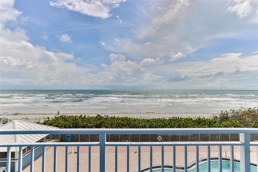Experience the New Smyrna Beach lifestyle at its best when you escape to this stunning 3rd floor DIRECT OCEANFRONT condo in the Coconut Palms. This 1 bedroom 1 bathroom condo offers a bright spacious floor plan and breathtaking ocean views from your balcony. Enjoy watching the sunrise from the living room, primary bedroom, and kitchen. Unit comes furnished and turnkey ready! The HOA fees covers all of your utilities including electricity, cable, internet, and more!  Spend the day relaxing on the beach or lounge around the pool, you'll find that this complex provides great on-site amenities such as 2 swimming pools (one heated), sun deck, BBQ grills, outside showers, activities room, fitness center, and a direct beach access. The building is going through a renovation which will raise the value of the complex. Coconut Palms is a great opportunity to short term rent (nightly, weekly, etc) on Airbnb, VRBO, and all the other platforms to create a ROI. Bookings will fill this unit up fast if you want them to. AC was installed in September of 2020 and new hot water system was recently installed throughout the building. Coconut Palms in centrally located in the heart of New Smyrna Beach, with just a short walk to Flagler Avenue and 3rd avenue restaurants and shops. ;LocationDescription: Condo ;Water: City