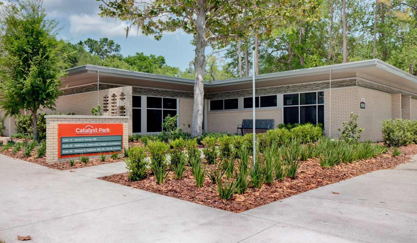 Former doctor’s office in an amazing campus environment. Suite consists of large reception / waiting area, 8 exam rooms with sinks, 2 office, private restrooms and kitchenette. Minutes from University of Florida and other amenities.
