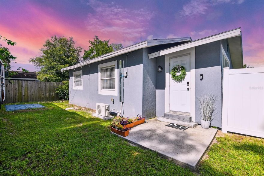 ATTACHED COTTAGE AVAILABLE IMMEDIATELY. Remodeled 2 bedrooms, 1 bathroom apartment with kitchenette (NO COOKTOP, full-size fridge & freezer, dishwasher, microwave, hot water kettle, etc), in-home washer and dryer, office space, covered porch, private fenced yard, luxury vinyl plank flooring. INCLUDED IN RENT: RING DOORBELL ACCESS AND CAMERA ACCESS, LAWN CARE, PEST CONTROL, WASHER AND DRYER. Only the rear cottage is included in this listing. School Bus RV in Yard is not included in the rental. Located close to Seminole Heights restaurants like Mekenita Cantina (0.1 mi), Trip's Diner (0.5 mi), Gulf Coast Sourdough (0.1 mi), Revolution Ice Cream (0.1 mi) and Social House (0.5 mi), Tampa Zoo (1 mi), downtown Tampa (4 mi), I-275 and more.