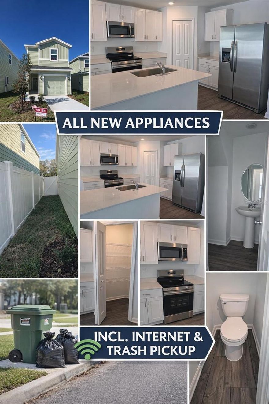 Beautiful brand-new home ready for immediate move-in! This stunning property features 4 bedrooms and 3 full bathrooms, all with modern finishes and everything completely new. The home includes all appliances and high-speed internet, offering comfort and convenience from day one. Enjoy a fully fenced backyard, perfect for privacy, pets, or outdoor relaxation. Ideally located in a strategic area of Ocala, just minutes from I-75, with easy access to shopping, dining, and major routes. A perfect combination of location, comfort, and modern living.