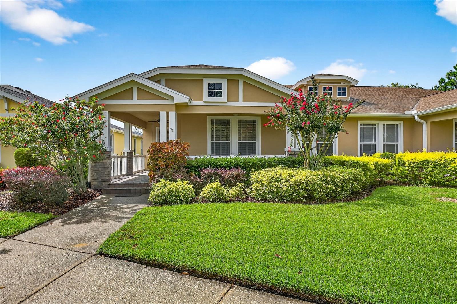 Welcome home to West Park Village! Here you’ll find a vibrant mix of single and multi-family homes, restaurants and retail establishments located in the heart of WESTCHASE – Tampa’s premier master-planned GOLF community. This RARELY AVAILABLE VILLA does not sacrifice space for the convenience of LOW-MAINTENANCE living. It measures 1960 square feet and offers 3 bedrooms, 2.5 baths, a SEPARATE DEN/OFFICE, and a 2-car GARAGE with an EV CHARGING STATION, an EXHAUST COOLING FAN and STORAGE RACKS. As you step inside from the breezy front porch which enjoys a POND VIEW, you’ll note a generously sized formal dining room that flows easily into the living room, kitchen and dinette space. The light and bright kitchen features QUARTZ COUNTERTOPS, a BREAKFAST BAR, (2) CLOSET PANTRIES and newer STAINLESS-STEEL APPLIANCES (2022) including an INDUCTION RANGE. The primary suite, with room for a sitting area, is accented with a double-tray ceiling, and includes a dual vanity, a super shower with dual shower heads and a HUGE WALK-IN CLOSET with custom shelving. At the end of the day, you’ll love to unwind in the FENCED, PAVERED backyard that includes a covered, screened area AND an open-air space to enjoy the wood burning FIRE PIT on cooler nights. Fresh neutral interior paint (2024). Easy care engineered hardwood throughout living areas and bedrooms, tile in wet areas. PLANTATION SHUTTERS. An interior LAUNDRY CLOSET is an added convenience. As a resident of Westchase, you will enjoy two Olympic-sized community pools, tennis/pickleball courts, two parks, and miles of sidewalks for exercising. Convenient to Tampa International Airport, the Westshore Business District, and the Pinellas County Beaches. Zoned for Alonso High School which offers an International Baccalaureate (IB) Program.