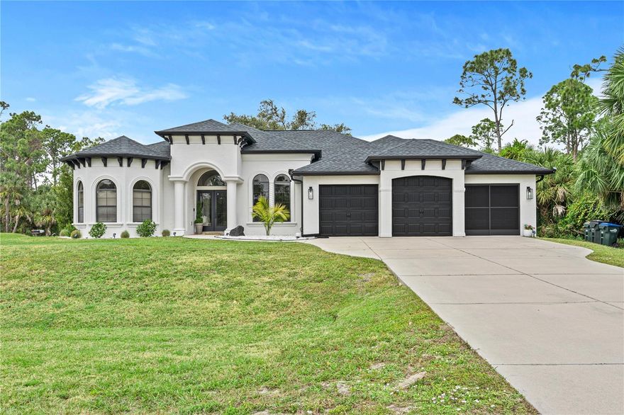 !!!! New Price!!!
Don’t miss out on this one!
Looking for Paradise, you found it here!
Welcome to your dream home—an exquisite, one-of-a-kind Mediterranean masterpiece custom-built by Masterpiece Homes! This rare gem offers CITY WATER and a heated pool, blending timeless luxury with everyday comfort in the serene heart of North Port, FL.
Inside, you’ll be welcomed by luxury details like crown molding, custom lighting, and thoughtfully crafted finishes throughout. The spacious owner’s suite is a true retreat, complete with a walk-in closet, ambient lighting, and a spa-style bathroom designed for pure relaxation. Working from home? You'll love the dedicated office space that overlooks the sparkling pool—a perfect backdrop to boost both creativity and calm. This home is as practical as it is beautiful, offering custom closets, a well water irrigation system for the lush landscaping, and a chef’s dream kitchen featuring Quartz countertops, modern appliances, and a large walk-in pantry. Step outside to your private oasis: a heated pool with plenty of room for lounging, dining, and entertaining under the stars. Whether you're hosting guests or enjoying quiet moments at home, this property radiates warmth, elegance, and tranquility. Quick access to I-75, Atlanta Braves Stadium, Warm Mineral Springs, Dining, Shopping and entertainment. X Flood zone!! Flood insurance not required!!
Don’t miss the chance to make this exceptional home yours!