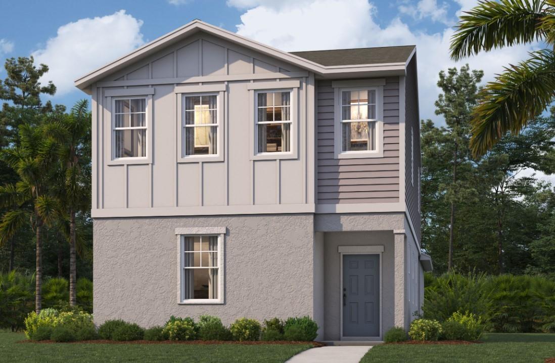 One or more photo(s) has been virtually staged. Under Construction. Discover the perfect location at Spring Walk at the Junction in Volusia County. Conveniently located just 5 miles from Seminole Town Center and within walking distance of a future Publix shopping center, living at Spring Walk provides easy access to everyday amenities. The DeBary Sunrail Station is just 0.6 miles away, connecting you to a 61-mile commuter rail system from DeBary to Downtown Orlando, Kissimmee, and Poinciana. Quick access to major transportation routes like US 17, I-4, the Central Florida Greenway, the Wekiva Parkway, and SR 46 makes for effortless commuting. Sanford International Airport is just 15 miles away for frequent travelers. Spring Walk at the Junction not only offers convenience, but also a lifestyle. Located next to Gemini Springs Park & Trailhead, it is perfect for outdoor adventurers with endless opportunities for exploration. Homeowners will enjoy a 7-minute drive to the Central Florida Zoo and Botanical Gardens. Outdoor enthusiasts can explore the St. Johns River, Lake Konomac Conservation Area, and Lake Monroe Wildlife Management Area for a variety of activities. Experience the best of Florida living at Spring Walk at the Junction.
Stanley Martin presents the Overton, a brand-new split-level single-family home design with a smart open-concept layout, a two-car rear garage, and energy-efficient features ideal for both entertaining and relaxing. The first floor features a spacious kitchen with a pantry for extra storage, a dining room, a family room, and a powder room, complemented by a covered lanai. Before ascending the stairs, you'll find the first guest bedroom on this level. Upstairs, discover a master suite with a walk-in closet and a bathroom with a double vanity. Additionally, a conveniently located laundry room awaits to save you the hassle of carrying laundry. Enjoy a flex room for endless opportunities for storage, along with two additional bedrooms upstairs for extended family or guests. The Overton achieves a perfect balance between low-maintenance living and the spaciousness of a split-level single-family home.