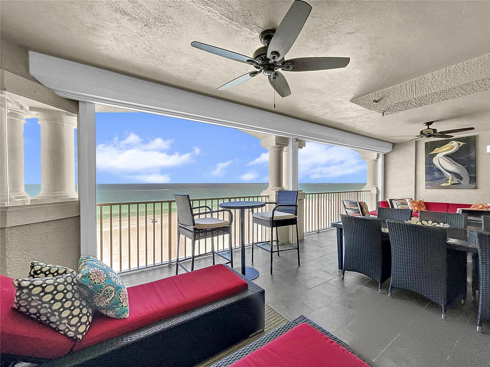 Experience the epitome of Southwest Florida luxury living with this condo, and its stunning view of the Gulf of Mexico. Built in 2004, this unit is complete with upgraded kitchen cabinets, crown molding, laminate floors throughout the entire place, modern stainless steel appliances including a side by side refrigerator/freezer, and an additional refrigerator in the laundry room for additional groceries storage, all designed for elegance. This spacious condo boasts 3 bedrooms, 3 bathrooms, and a large balcony to enjoy those beautiful sunsets on the Gulf. The master suite has front row view to the Gulf of Mexico, access to the large terrace, large walk-in closets and a very spacious bathroom with a walk-in shower, a double vanity, and a large tub, perfect for enjoying some quality relaxation time. The other two bedrooms have access to a balcony, and bay view. This property also comes with a brand new A/C unit, full laundry room and extra storage that helps accommodate for when guests come to visit. Feel secure and rest easy during storms with the electric storm shutters. Grab your flip flops and step onto one of the country's best beaches right outside your condo's doorsteps, and enjoy the beautiful sunshine of Florida. Revel in other community amenities like the beachfront pool, outdoor showers and tennis courts. Indulge in captivating, uninhibited water views of not only of the Gulf, but also the serene Bay. Make lasting memories in this inviting, modern, and elegant beach paradise, perfect for any occasion. YOUR FLORIDA DREAM LIFESTYLE AWAITS! WATCH VIDEO: https://www.youtube.com/watch?v=Np6eGFNkNkM