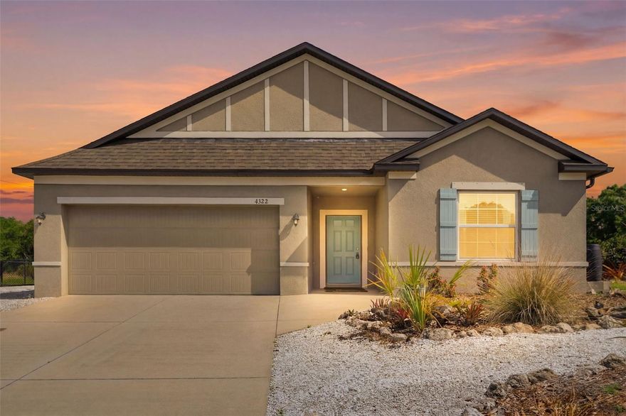 Welcome to 4322 Kiska Rd in North Port, move-in ready 3 bed, 2 bath home on a spacious 0.37-acre lot with no HOA and room for your RV or boat. This 1,604 sqft home features an open floor plan, luxury vinyl flooring, and a modern kitchen with granite countertops, stainless steel appliances, large island, and pantry.

Recent upgrades include 2024 HVAC, 2023 water heater, and a whole-house reverse osmosis system (2022). The primary suite offers tray ceilings, a walk-in closet, and dual vanity bath with walk-in shower.

Enjoy a fully fenced backyard with mature landscaping, private nature views, and an extended paver patio—perfect for outdoor living and entertaining.

Conveniently located near Wellen Park, CoolToday Park (Atlanta Braves spring training), shopping, dining, parks, and Gulf Coast beaches.