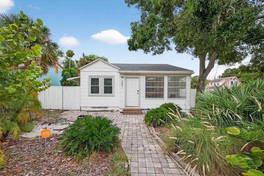 This beautifully cared for home is available fully furnished, partially furnished, or unfurnished—you choose what suits your needs best. Enjoy a fenced-in yard with turf, perfect for both you and your pets.
The washer and dryer are located in a covered outdoor storage unit for your convenience. You'll find ample street parking available for both you and your guests.
Situated on a corner lot with no neighbor on one side, this home offers a peaceful, private oasis. Enjoy easy access to 4th Street and a short walk to the stunning waterfront at Lassing Park in the Old Southeast neighborhood. You're also just minutes from The Chattaway, the new Pete’s Bagels, and only 1.4 miles from Downtown St. Pete—an easy bike ride or quick drive.
For water lovers, kayak and paddleboard access is just one block away.
This home is ideally located in the highly desirable Old Southeast/Driftwood/Bayside area, with everything you need close by. Tampa International Airport is just 25 minutes away, St. Pete Beach is 15 minutes, and Downtown St. Pete (DTSP) is only about 4 minutes by car.