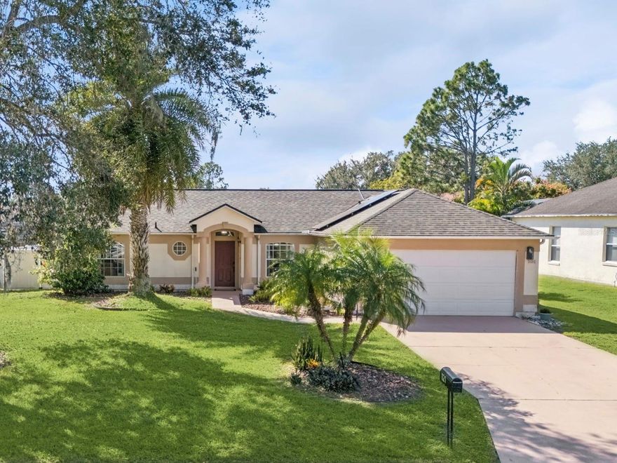 Enjoy the best of Florida living in this 4-bedroom home with a screened-in heated pool, spacious fully fenced backyard, and flexible layout just 12 miles from Disney. Major updates include a 2021 roof and PAID-OFF solar panels, providing energy efficiency and peace of mind. The bright, open layout features generous living areas ideal for entertaining, plus a versatile bonus room that can serve as a 5th bedroom, office, or playroom. The screened pool area includes a child safety fence and overlooks the huge backyard for added outdoor enjoyment. Located in the established community of Sunridge Woods with a low annual HOA of only $300. Whether you’re searching for a primary residence, vacation home, or short-term rental investment, this property checks every box with its ideal location near shopping, dining, and major highways.