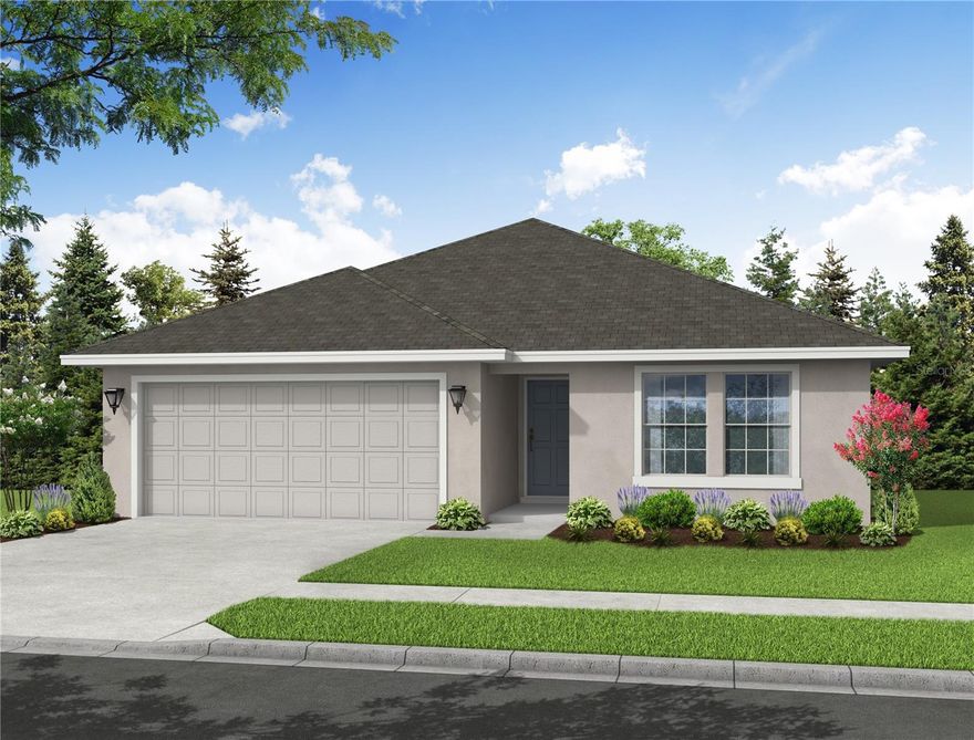 Under Construction. November 2023 Occupancy !1  Builder Incentive !  Flex Cash of $10,000 towards closings costs, pre-paids, or rate buy down with the use of a preferred lender and Stewart Title. New Construction 4 bed 2 bath home.  Zone X so no flood insurance required.  Concrete block home. One story home with an open floor plan perfect for cooking in the Kitchen while Entertaining your family and friends. Large Master bedroom and Walk in Closet!  Enjoy an open kitchen with shaker-style cabinets, Stainless Steel appliances, (microwave, dishwasher, range) pantry, and a countertop bar, to the gathering room. The living area, laundry room, and baths include luxury wood vinyl plank flooring. Your owner's suite is complete with a walk-in wardrobe closet and a private in-suite bath. Plus enjoy a 2-car garage,  architectural shingles, energy-efficient insulation and windows, and a builder warranty. Please note that virtual tour/photos showcase the home layout and colors and design options although actual home for sale may differ and may not be exact depiction of this home listed. Furnishings and decor do not convey with home. Pictures, photographs, colors, features, and sizes are for illustration purposes only and will vary from the homes as built. Home and community information including pricing, included features, terms, availability and amenities are subject to change and prior sale at any time without notice or obligation.