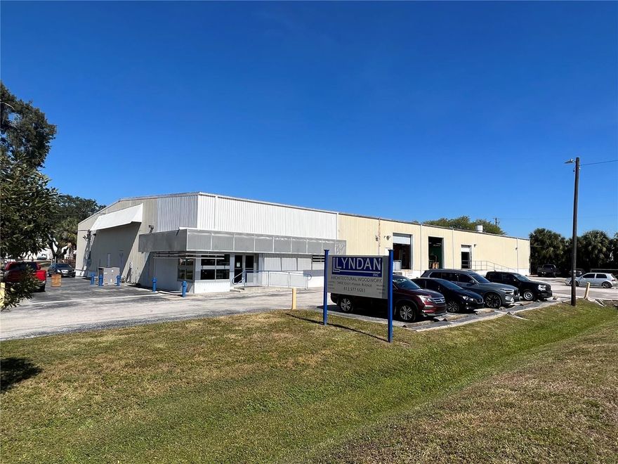 This East Tampa dock high & grade level access warehouse is 20,000 SF and is located on a 1.23 acre (53,340 SF) Manufacturing zoned lot. A rare find in a market starved for industrial warehouse, this site has been the home of Lyndan, a commercial cabinet manufacturer for almost 20 years. The building boasts 1000 amps of 3-phase power and features 2,874 SF of office space with a large reception area, conference room, several private offices, and a large break room connecting to the warehouse. The warehouse has 3,126 SF of rear access grade level warehouse with 2 rollup doors and additional cross access dock high doors for the balance of the 14,000 SF of warehouse which has approximately 14 ft of clear height. The site features a large fenced lay-down storage yard to the rear and parking and truck access along the Hanna Road frontage and sits just 2 blocks from 56th Street just north of Hillsborough Avenue with direct access to Interstate-4.
* Seller requires 90 days post closing to vacate

Located in Tampa just west of 301 / I-4, just 2 blocks from 56th Street and north of Hillsborough Avenue with direct access to Interstate-4.
