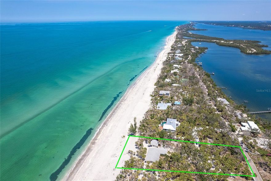Under contract-accepting backup offers. A rare opportunity to own 1.22 acres of pristine Gulf-front property with 127 feet of direct frontage along the crystal-clear waters of the Gulf of Mexico on beautiful Manasota Key. This exceptional parcel is nestled on one of the last remaining stretches of natural, undeveloped beach on the island—offering a true sense of seclusion and connection to nature. Manasota Key, an 11-mile-long barrier island formed by the Gulf Intracoastal Waterway, is renowned for its unspoiled shoreline, and peaceful ambiance. The property features native vegetation and a pristine beach that serves as a protected nesting ground for sea turtles, offering the rare chance to build a luxury estate in harmony with its surroundings. With stunning sunset views, direct beach access, and the sound of gentle waves as your daily backdrop, this is the perfect canvas for creating your dream coastal retreat. Whether for a private residence or a legacy investment, this rare offering captures the essence of Florida’s disappearing natural coastline.