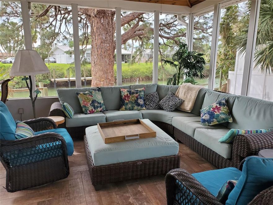 Available for lease, this charming 2-bedroom, 2-bathroom home is perfectly positioned along a peaceful canal with direct access to Blackburn Bay. Located just minutes from the Intracoastal Waterway and the Gulf of Mexico, its tranquil setting is ideal for those who appreciate the beauty of waterfront living. Step inside to discover an interior that emphasizes comfort. The vaulted ceilings create an inviting atmosphere, while the kitchen features recessed lighting and granite countertops. The dining area seamlessly connects to a bright and spacious lanai through French doors, making it perfect for indoor-outdoor entertaining. The lanai itself is a highlight of the home, boasting tile flooring, a wood-paneled ceiling, and expansive views of the canal.

The primary bedroom includes an en suite bathroom with a tiled walk-in shower, while the second bathroom features a granite vanity top and a tub surrounded by tilework. Additional conveniences include a dedicated laundry room with washer and dryer, ensuring everyday tasks are effortless.

This home is built with safety in mind, featuring hurricane-impact windows and doors as well as hurricane clips for added protection. Other notable features include wood flooring, tile accents throughout, and an electric fireplace that adds warmth and charm.

Located in Nokomis, this property is just a short drive from Venice Beach, Nokomis Beach, and Historic Downtown Venice. Enjoy easy access to shopping, dining, entertainment, and top-rated schools. Golf enthusiasts will appreciate nearby golf clubs, while Sarasota Memorial Hospital offers peace of mind with its proximity.

Renter is responsible for yard maintenance, including palm frond pickup and lawn mowing.

Offering an unparalleled lifestyle in one of Florida’s most sought-after locations, this waterfront gem provides the perfect opportunity to experience the best of coastal living. Don’t miss your chance to make this charming home your temporary retreat!