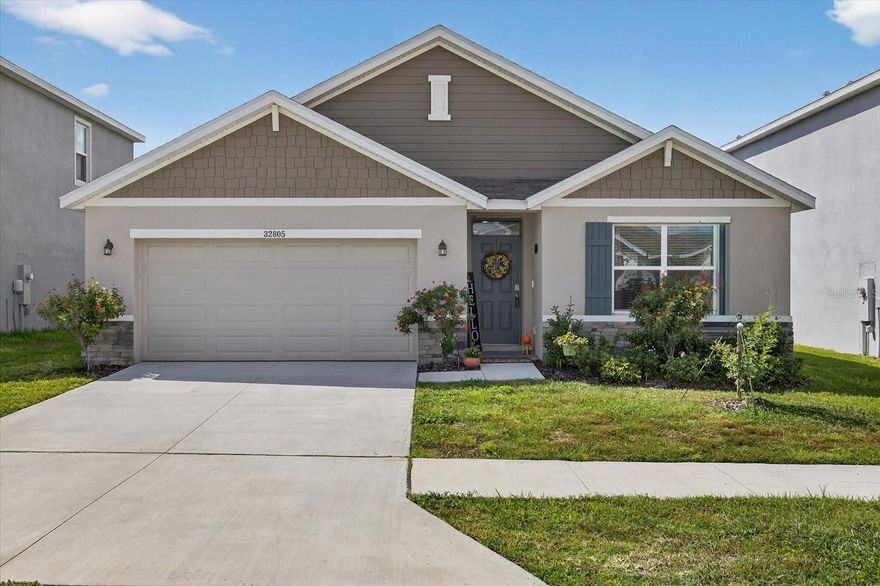 Brand-new home located in the highly sought-after Mirada Lagoon community of San Antonio, FL! This stunning 4-bedroom, 2-bath, 2-car garage residence features an open-concept design with a bright modern kitchen, elegant finishes, and spacious living areas ideal for today’s lifestyle. The interior has been professionally painted throughout, complemented by new ceiling fans in every room, a designer backsplash, chandelier, and drop-light pendants adding a touch of sophistication. The home also features custom shelving in the master walk-in closet, garage, and laundry room, plus a new epoxy-coated garage floor for a polished, durable finish. Enjoy relaxing evenings in your private backyard retreat with stunning sunsets—perfect for entertaining family and friends. Residents of Mirada enjoy access to a spectacular 15-acre Crystal Lagoon, offering a swim-up bar, kayaking, paddle boarding, in-water obstacle platform, water slide, and family beach. The community also includes a dog park, walking trails, golf cart paths, shaded tot lot, passive park, and an event & picnic pavilion, along with ULTRAFI 2.0 high-speed internet and cable as part of the innovative Connected City lifestyle. All brand-new furniture throughout the home is available for purchase separately, providing an optional fully furnished, move-in-ready experience for buyers seeking turnkey luxury. Experience true resort-style living in one of Pasco County’s most desirable master-planned communities—schedule your private showing today!