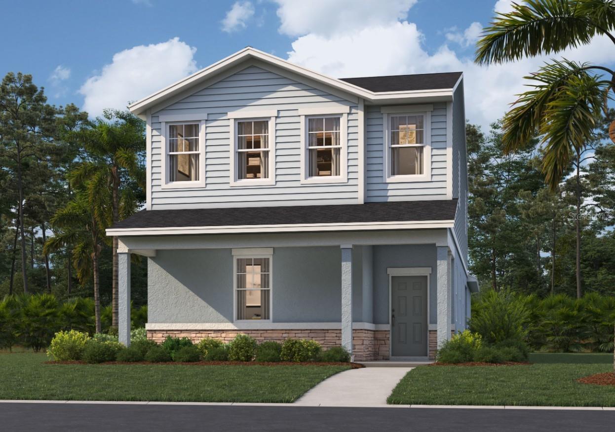 One or more photo(s) has been virtually staged. Under Construction. Stanley Martin builds new construction homes in the Brack Ranch community in St. Cloud, Florida. This neighborhood is ideally located midway between downtown Orlando and the beaches of Florida's east coast. You'll have the best of both worlds- the excitement of the city and the tranquility of the coast right at your fingertips. Downtown Orlando and its famous theme parks are just 25 miles away, and I-95 is only 35 miles away, making for an easy commute. With easy access to SR-417, SR-528, US-192, and Florida's Turnpike, your commute will be a breeze. Plus, with Orlando International Airport just a 15-minute drive away, travel is a breeze. It's not just about the surroundings: Brack Ranch is packed with amenities designed to enhance your lifestyle. Take a dip in the pool, relax in our clubhouse, or explore the many hiking trails.
Stanley Martin presents the Overton, a brand-new split-level single-family home design with a smart open-concept layout, a two-car rear garage, and energy-efficient features ideal for both entertaining and relaxing. The first floor features a spacious kitchen with a walk-in pantry for extra storage, a dining area, a living room, and a powder room, complemented by a covered lanai. Before heading upstairs, you'll find the first guest bedroom on this level. Upstairs, discover a primary suite with a walk-in closet and a bathroom with a double vanity. Additionally, a conveniently located laundry room awaits to save you the hassle of carrying laundry. Enjoy a flex room for family fun, along with two additional bedrooms upstairs for extended family or guests. The Overton achieves a perfect harmony between low-maintenance living and the spaciousness of a split-level single-family home.
