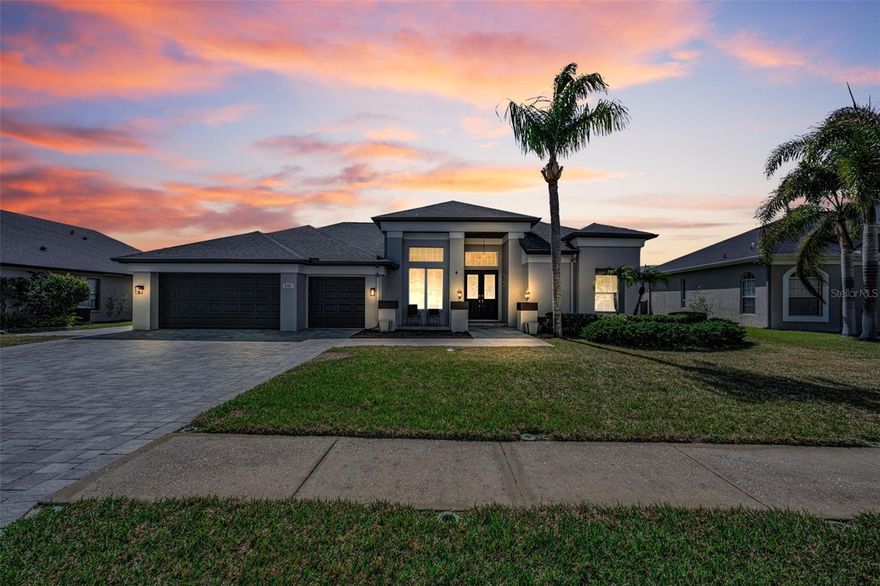 Pictures Coming Soon.  From the moment you arrive, you’ll fall in love with this home’s exquisite modern front elevation. Pavered driveway and side entry, along with a stunning travertine walkway leading to double doors, create an inviting first impression. A charming sitting area just off the entry sets the tone for the luxury and style that continue throughout. Step inside to a spacious foyer with the formal living room straight ahead, complete with glass sliders showcasing a beautiful view of the updated pool and spa. Offering over 2,700 square feet, this thoughtfully designed home features four bedrooms, a den/office, and separate living, dining, and family rooms—providing both space and flexibility. The eat-in kitchen is a chef’s dream, featuring granite countertops, a breakfast bar, dinette area, gas cooktop, and abundant cabinetry with ample prep space for creating your favorite meals. Just off the kitchen, the inviting family room boasts a fireplace that can be wood-burning or gas for added ambiance. The desirable split-bedroom layout includes two secondary bedrooms with bath in-between. The fourth bedroom is privately situated at the rear with its own attached bath, which also serves as a convenient pool bath with direct outdoor access—ideal for guests. Step outside to your private backyard oasis overlooking a serene conservation area with tranquil pond views to the right. The solar-heated, saltwater pool and spa have been beautifully updated and are surrounded by elegant travertine tile. The outdoor kitchen station includes prep space and a sink, perfect for entertaining. The large, covered lanai has been enhanced with remote-controlled retractable screens and a canopy system, providing additional shade and comfort year-round. Major updates include a 2019 roof and a brand-new AC system (2025). Situated on a premium conservation lot in the highly desirable Trinity Oaks community with a kid friendly Park, this home offers convenient access to schools, shopping, dining, and major highways. With just a little interior TLC, this property has the potential to truly shine. Don’t miss your opportunity—schedule your private showing today before it’s gone!