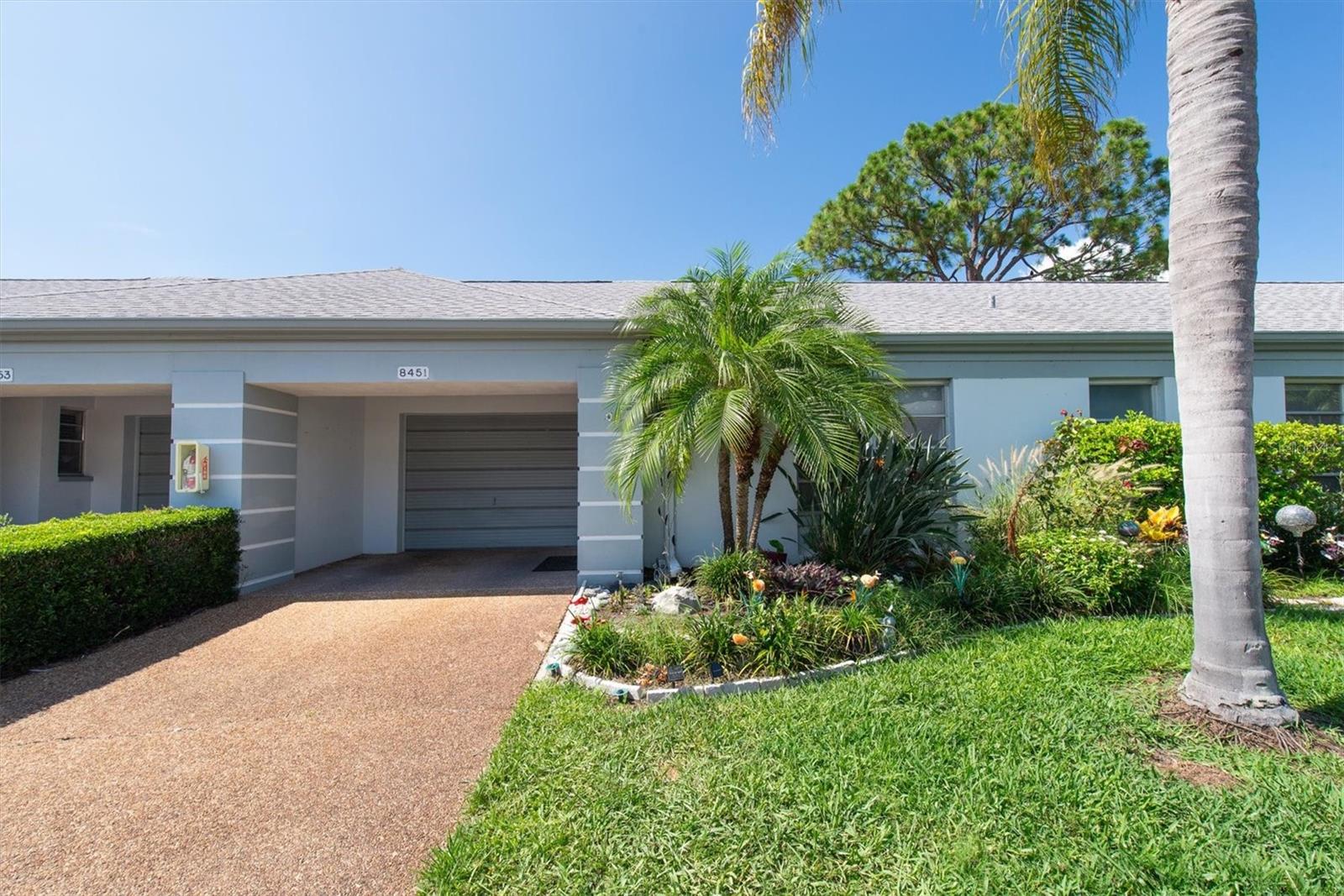 MAJOR PRICE REDUCTION, PRICED TO SELL! Come make this home your own and don't miss out on this amazing single-story, 2-bedroom, 2-bathroom, 55+ villa style condo. Located in the heart of Seminole in the highly sought after Bardmoor community (NO FLOOD INSURANCE REQUIRED), this unit boasts 1200 sq ft of living space, a 1 car garage, and a large screened in back porch. With this home you get the feel of living in a spacious single-family home, but with the ease of a well maintained and robust condo community where almost everything is taken care of for you. This unit has a huge primary bedroom with ensuite, as well as a sizeable guest bedroom with an additional bathroom off the living room hallway. You will definitely enjoy sitting in the serene back porch that is covered and screened. AC is 2024 and washer and dryer included in sale. The Chateaux de Bardmoor community offers a clubhouse and pool with regular activities, full exterior maintenance (including roof), insurance, cable, sewer, trash, water and more. Easy living is here, set up your appointment today!