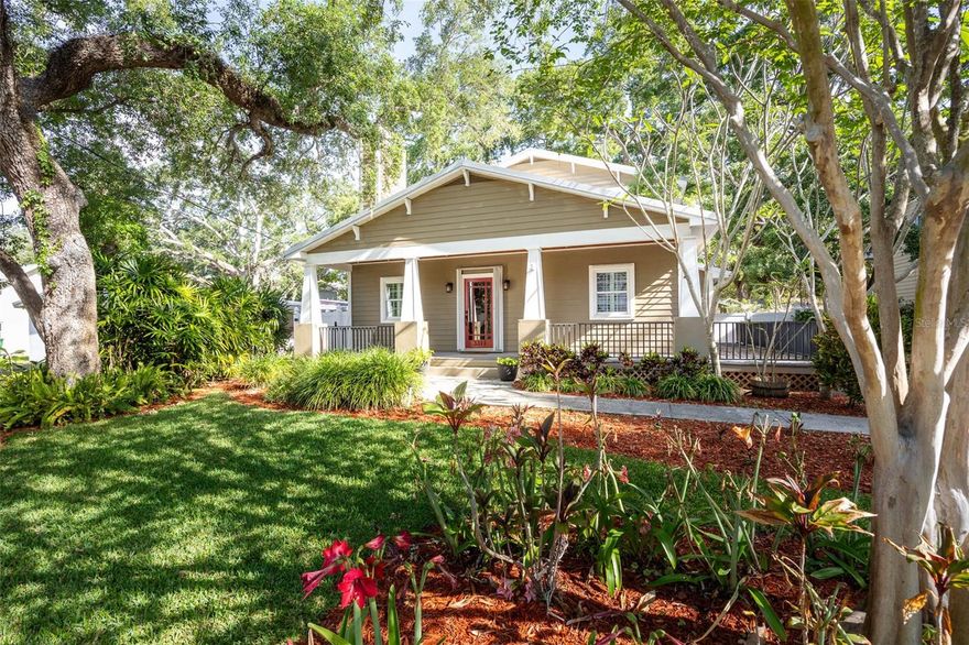 One or more photo(s) has been virtually staged. Picture-perfect South Tampa Craftsman with the lot size everyone is looking for.

Set beneath a canopy of mature oak trees in the coveted Bayshore Beautiful neighborhood, this 3-bedroom, 2.5-bath home sits on an expansive nearly quarter-acre lot (65’ x 140’) with a long driveway leading to a detached 2-car garage and a truly oversized backyard—rare for this area and ready for a pool, expansion, or both.

The wraparound porch sets the tone—classic, quiet, and made for slowing down. Think evening breezes, the sound of cicadas, and a place that feels like home before you even step inside.

Through the glass-pane front door, you’re welcomed into a warm living space anchored by a wood-burning fireplace, with a flowing layout that connects to a family room and easy access back out to the porch. A powder bath is tucked conveniently on the main level.

The formal dining room is framed by timeless Craftsman-style colonnades—defining the space while keeping it open—perfect for displaying books, art, or simply keeping conversation connected. Beyond, the kitchen offering gas/“duel fuel” cook top and breakfast dinette overlook the deep backyard, offering both function today and clear potential for those who want to reimagine the space entirely.

The first-floor primary suite provides privacy and convenience, with direct access to the porch—ideal for morning coffee or a quiet reset at the end of the day. Upstairs, two generously sized bedrooms share a semi-private Jack-and-Jill bath, offering flexibility for guests, family, or work-from-home needs.

Major updates include a metal roof (2019) and two AC systems (2020). Located in Flood Zone X—no flood insurance required.

Positioned just minutes from everything that defines South Tampa living: the iconic Bayshore Boulevard Linear Park, top-rated Ballast Point Elementary School, waterfront afternoons at Ballast Point Park, and the option to join Tampa Yacht and Country Club just down the road. Dining, shopping, and daily conveniences are all within a short drive, along with downtown Tampa, Tampa International Airport, and weekend getaways via the port.

A home with character, space, and upside—in one of Tampa’s most established neighborhoods.