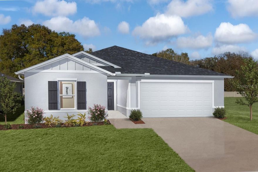 This beautifully crafted single-story model home at Hancock Crossings offers an open floor plan with volume ceilings, tile flooring throughout, and a spacious great room, perfect for entertaining or relaxing. The modern kitchen impresses with granite countertops, a large island, a Moen® chrome faucet, a Kohler® sink, Whirlpool® stainless steel appliances, and 36-inch upper cabinets for ample storage. A dedicated laundry room provides everyday convenience, while the primary suite features a generous walk-in closet and a private bath with a dual-sink vanity.