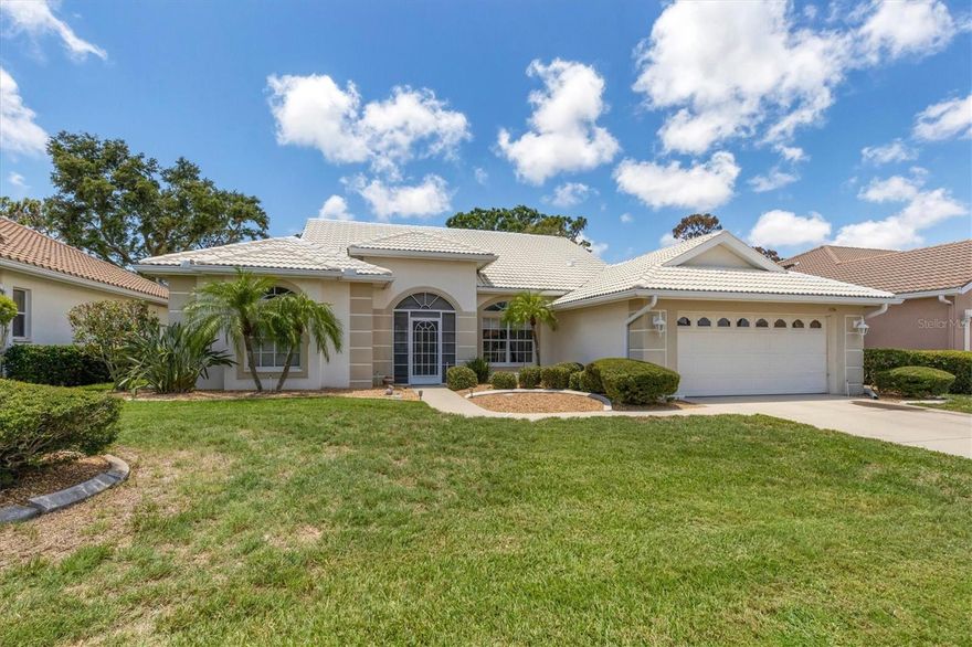 SPACIOUS OPEN VIEWS OF POOL, YARD, TREES, GOLF COURSE and LAKE. 3BD/2BA great room floor plan. Lots of space in this beautiful, well maintained original owner home. Nice and bright with tons of windows and sliders, plus Sunset exposure for spectacular views. Large lanai with plenty of room for various options, dining table, sitting area, and plenty of lounging space all around your own PRIVATE POOL. Kitchen offers tons of wood cabinets and Corian counter space. 2 large pantries and desk space. Large breakfast nook overlooking the pool and view. Bar counter for eating or entertaining. NEWER Stainless Steel appliances. Separate dining room for more formal occasions. Split floor plan. Extra spacious master bedroom with lounging alcove for reading or relaxing. En-suite master bath with dual sinks, walk in shower, and Jacuzzi tub. Walk in closets. Guest bedrooms on other side of home for privacy can be closed off with pocket door , guest bath between. PROPERTY HAS BEEN RE-PLUMBED. AC 2022. Pelican Pointe is Venice's Premier community offering resort style amenities including Clubhouse with bar/grill, card room/library, and banquet facilities. Heated pool with lap lanes for swimming, fitness center, tennis courts and pickle ball, tons of sidewalks for enjoying the weather throughout the community, and 27 holes of golf with Pro Shop. Tons of social opportunities for non golfers, including trivia night, special occasion activities, and huge Women's association. Golf is NOT mandatory. All of this Centrally located minutes to Venice Beach, Venice Downtown, shopping, theatres, restaurants, highways, airports, and so much more. Venice is the quaint gem you have been looking for on the West Coast. 3D WALK THROUGH AT: https://my.matterport.com/show/?m=RRTWEiy3DpZ See this home and find YOUR Florida Lifestyle today.