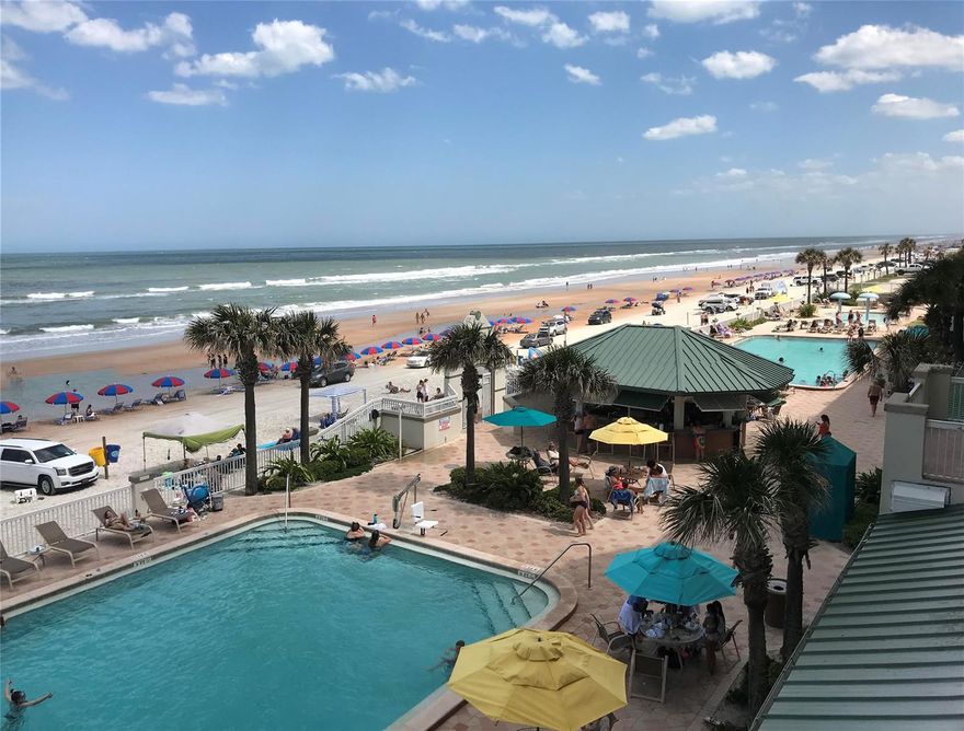 DIRECT OCEANFRONT with a balcony! Watch the waves and relax, or turn this one into a rental investment. This unit is very clean, well-furnished and well-maintained. Enjoy 2 oceanfront pools, a kid's pool, an indoor pool, jacuzzi, fitness center, sauna, full service restaurant, Tiki bar, fire pit and much more. Walk to to entertainment venues, shopping and fabulous restaurants. One of the few complexes that allows owners to manage their own rental or live full-time in the unit. This owner has lived here for 4 years, full-time! You may also participate in the on-site rental program! Furnishing are included. Not included: parrot, large Persian rug and, two vessels on side table. ;Water: City