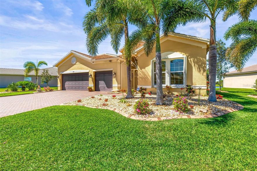 One or more photo(s) has been virtually staged. HUGE price reduction, don't miss out on this beautiful, spacious Vizcaya model home boasts over $200K in upgrades that enhance its elegant design. Situated on one of the largest lots in Valencia Lakes. As you step through the grand foyer, you'll immediately appreciate the custom woodwork, including crown molding, and the meticulously finished windows and sliding doors, which give this home a unique charm not found elsewhere. If the kitchen island or built in desks are not your cup of tea they can easily be removed. 
The chef’s kitchen offers abundant upgraded cabinet space and ample granite counter space, ideal for preparing meals or hosting gatherings.
The highlight of the home is the outdoor living space. The pool area features an outdoor kitchen, providing ample space for lounging while taking in the tranquil view of the pond and listening to the soothing sound of the fountain. On cooler days, relax in the hot tub, making this backyard an ideal retreat year-round.
This home is equipped with a range of top-tier features, such as an AC system with humidity control, a whole-house purifier, heat lamps in the bathroom, an insulated garage door, and upgraded garage storage. It also has added speaker wires on the lanai, is wired for cameras around the perimeter, and includes pool lighting, a waterfall, and a fountain. For peace of mind, the home is fitted with accordion hurricane shutters and outdoor security lights.
In addition, there is a whole-house intercom system and easy-open self-driving sliding doors to the pool are added conveniences. Recent upgrades include a new water heater, pool filter, salt cartridge, air handler, and water softener, making this home an impressive blend of style, comfort, and functionality. Don't miss the chance to see this meticulously upgraded home today – it’s sure to impress! Start living the dream today in the Valencia Lakes community with amazing amenities like a 40,000 sq.foot clubhouse, 24-hour fitness center, fitness classes, clubs, events and concerts in the large social hall, game rooms, sauna/spa pools, softball field, RV/Boat storage, tennis, pickleball courts, community garden and much more. There is a fantastic clubhouse, pools, and social activities. Close to Sarasota, St. Petersburg, and Tampa, featuring professional sporting events, the arts, and America's Award-Winning Beaches. The Magic of Orlando is only 88 miles away. Now is the Best Time to buy in Tampa Bay, Florida. Live where others dream to vacation.
