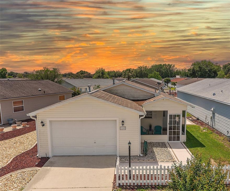 Welcome Home to this beautiful 1-bedroom, 1-bathroom Patio Villa offering a perfect blend of comfort, style, and low-maintenance living, ideally located approximately two miles from Spanish Springs Town Square. Situated on a rare oversized villa lot, this home provides expanded outdoor space and added privacy, creating an inviting setting for both relaxation and entertaining.  Please ENJOY THE VIDEO TOUR by clicking on the TOUR Link above. 

As you arrive, you are greeted by a painted concrete entryway and walkway that lead to a charming screened front patio, an ideal spot to enjoy your morning coffee. Inside, the home is filled with natural light streaming through large windows enhanced with elegant sheer shades, creating a bright and airy atmosphere. The interior showcases luxury vinyl plank flooring throughout, complemented by neutral, light tones and modern fixtures that give the home a fresh, contemporary feel.

The thoughtfully designed kitchen features gas cooking, GE Profile appliances, and a convenient breakfast bar that opens to the living space, making it perfect for both everyday living and casual gatherings. The expanded primary suite offers a comfortable retreat with a spacious walk-in closet, providing both functionality and ample storage.

Outdoor living continues with a side open patio, ideal for grilling and enjoying Florida’s beautiful weather, all surrounded by perfectly maintained, low-maintenance landscaping. This home has been meticulously cared for and is in pristine condition, with major updates including a roof replacement in 2015 and an air conditioning system replaced in 2016. With NO BOND , this property offers additional value and peace of mind.

Whether you are seeking a full-time residence, seasonal getaway, or investment opportunity, this villa delivers an exceptional combination of location, upgrades, and easy living in one of the area’s most desirable settings.
