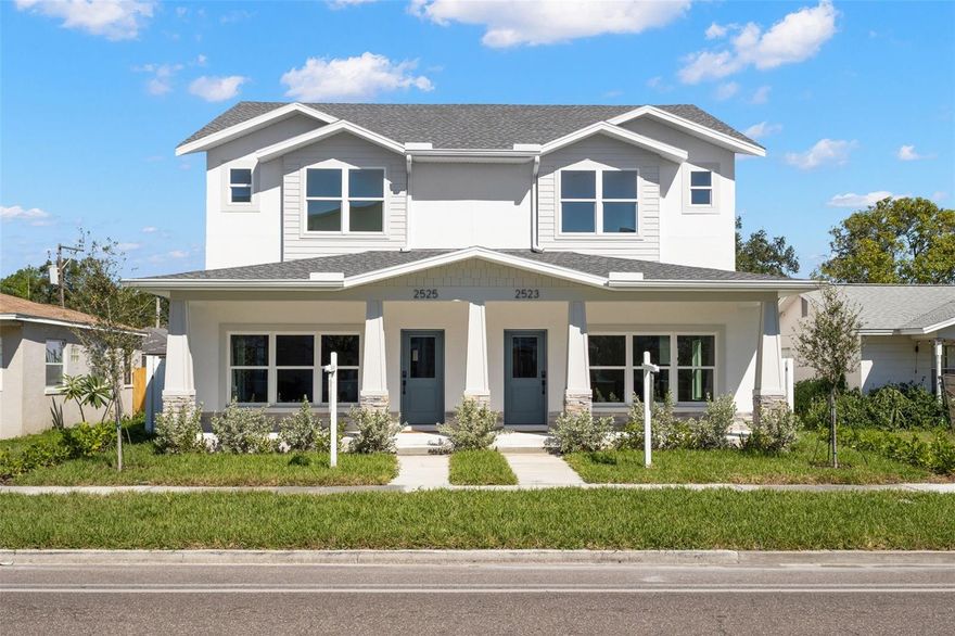 Experience the best of both worlds with this brand-new construction home with built-in income potential—perfectly located in one of St. Pete’s most desirable and fastest-growing neighborhoods, North Kenwood.
This single-family attached (townhouse) residence with a detached ADU blends modern design, high-end finishes, and exceptional versatility—without the burden of HOA fees.
Step inside to an open-concept first floor designed for connection and comfort. The spacious living area flows seamlessly into a stunning chef’s kitchen featuring quartz countertops, stainless steel appliances, and designer cabinetry—perfect for entertaining friends or hosting family dinners. A dedicated office or flex space and half bath complete the main level.
Upstairs, you’ll find two generously sized bedrooms connected by a Jack-and-Jill bath, plus a private primary suite with a walk-in closet and spa-inspired ensuite bathroom. Luxury vinyl plank flooring and tasteful tilework flow throughout for a clean, modern aesthetic that’s both durable and low maintenance.
Outside, enjoy fully landscaped grounds, irrigation, and a two-car garage with additional parking pad. Above the garage sits your fully equipped ADU, complete with its own kitchen, full bath, and washer/dryer hookups—ideal for passive income, in-law suite, or a dedicated work-from-home space.
All this with no HOA fees and an unbeatable location minutes from downtown St. Pete, top restaurants, shopping, and beaches. A rare opportunity to own brand new construction with peace of mind, flexibility, and an income generating ADU or detached office space. Seller is willing to package both sides (4-units) to one buyer for a house hacking (live in one and rent out 3) opportunity, 1031x, or cost segregation tax strategy while both sides are still available. Come see this one (or both) before they're gone.