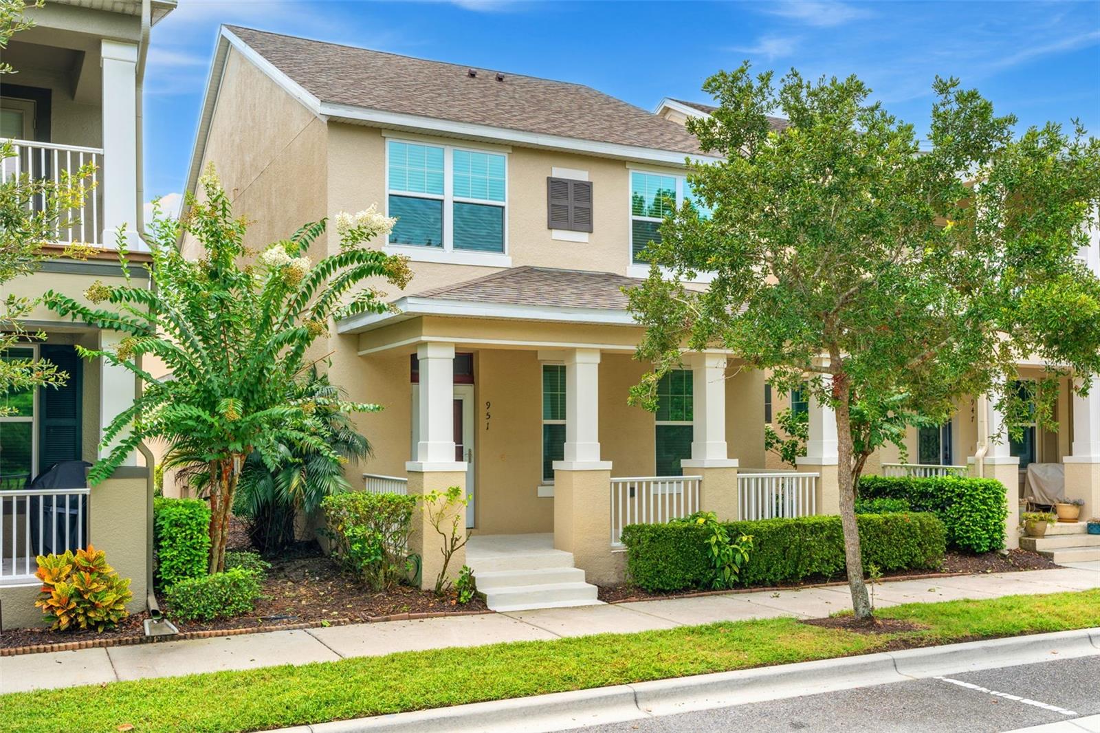 Move-in ready home and prime location! Welcome to Winter Springs Village—where lifestyle meets convenience in one of the area’s most desirable communities. This well-maintained two-story home is ideally situated directly across from the community pool and offers tranquil pond views from the front covered porch, perfect for morning coffee or evening relaxation. The HOA handles all lawn maintenance, allowing you to enjoy the neighborhood’s charm and amenities with ease. Inside, you’ll find wood-look tile flooring throughout the main level, a spacious open living area, and a convenient half bath. The kitchen has granite countertops, upgraded cabinetry with built-in storage compartments, and brand new dishwasher and refrigerator—combining style and function for everyday living.
Upstairs, all three bedrooms and two full bathrooms await, including a loft space perfect for home office or playroom. The home also features double-pane windows throughout for enhanced natural light and energy efficiency. Recent updates include a new roof in 2024, fresh interior paint completed in 2025, new water heater in 2025 and the exterior was painted less than four years ago—making this home truly move-in ready.
Winter Springs Village is known for its walkable design and unbeatable location. You’re just a short stroll or golf cart ride to Publix, the new Foxtail Coffee, or many other shops. Central Winds Park is minutes away with its popular pickleball courts, dog park, playgrounds, and athletic fields. For outdoor enthusiasts, the Seminole Cross Trail is just steps away—ideal for walking, biking, or skating. With quick access to the 417 and nearby Oviedo on the Park, this home places you at the heart of it all. This is Florida living at its best