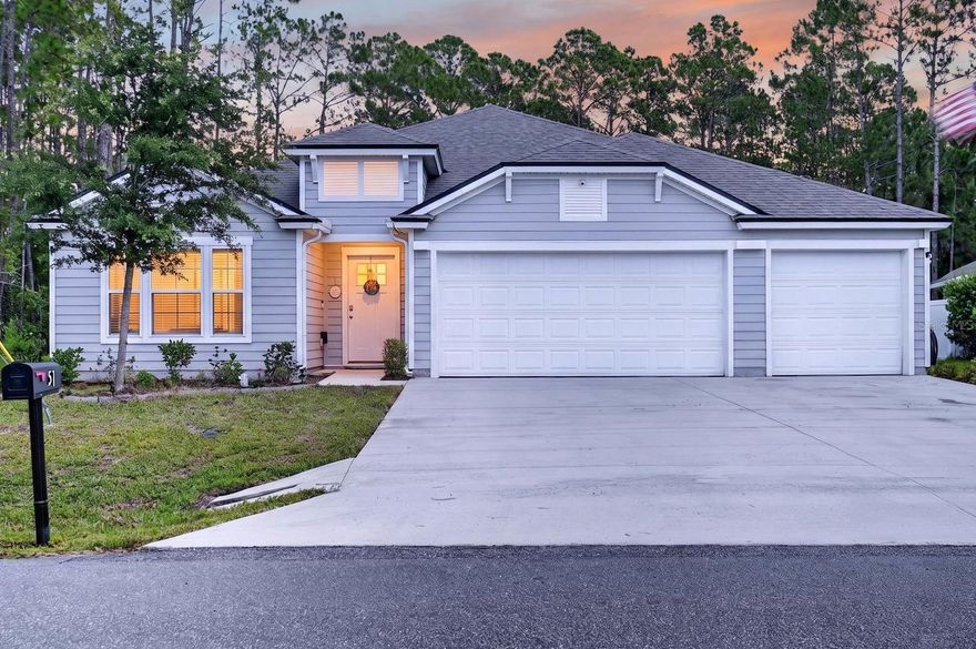 Welcome to 51 Sentinel Trail in Palm Coast, where thoughtful upgrades, versatile living space, and resort-style outdoor living come together in one exceptional property. This spacious upgraded 4-bedroom, 3-bathroom home offers an open concept design with a highly desirable split floor plan, providing comfort, privacy, and functionality for today's lifestyle.

From the moment you step inside, you'll appreciate the attention to detail and custom built-in features throughout the home. The expansive living area flows seamlessly into the beautiful kitchen, creating the perfect space for entertaining family and friends. The spacious kitchen serves as the heart of the home, showcasing a large center island, granite countertops, abundant cabinetry, stainless steel appliances, and generous pantry storage. The seamless flow between the kitchen, dining, and living areas creates an ideal setting for entertaining or everyday living. The primary suite offers a private retreat, while the additional bedrooms and bathrooms provide plenty of room for family, guests, or a home office setup.

Step outside and discover your own backyard oasis. Enjoy Florida living year round with the sparkling pool as the centerpiece of the oversized, fully fenced yard, offering plenty of room to relax, play, and entertain. Whether you're hosting weekend barbecues, enjoying Florida sunsets, or others roam freely, this outdoor space delivers endless possibilities.

Adding even more versatility is the detached backyard shed, ideal as a private home office, fitness studio, hobby room, workshop, or additional storage space. The 3-car garage provides ample room for vehicles, tools, toys, and all your Florida lifestyle essentials.

Located in the heart of Palm Coast, this move-in-ready home combines modern convenience, flexible living spaces, and outdoor enjoyment all in one package within easy access to shopping, dining, medical facilities, parks, golf courses, and the area's beautiful Atlantic beaches. If you've been searching for a home that offers space, functionality, and a true Florida lifestyle, 51 Sentinel Trail deserves a spot at the top of your list.