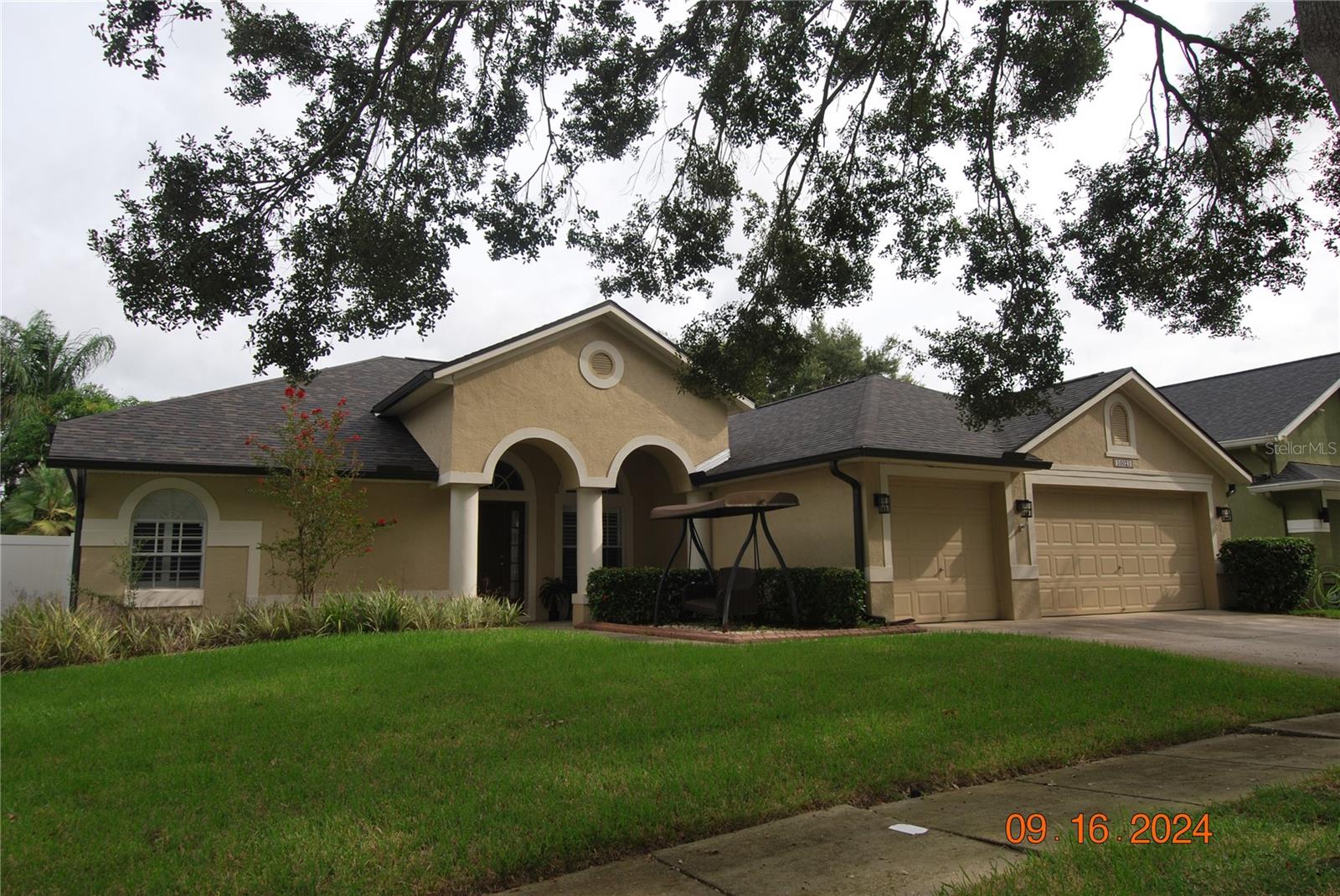 4 bedroom 3 way split plan, 3 full baths, 3 car garage. One Bedroom plus bath has a separate entrance and can be used as in-law quarters. Lawn care included. Owner has added custom plantation blinds, custom roll up shades on all sliding doors, 5-inch crown molding & 5-inch baseboards, designer paint. Formal living room, formal dining room, separate breakfast area, family room. Solid wood cabinetry with granite counters through out. Kitchen has stainless appliances, breakfast bar & gas range. Newer A/C with smart thermostat, smart sprinklers controlled from you phone. Owners suite with garden tub, clear glass shower enclosure, walk in closet. Gas heat, wood plank flooring in all living areas. PVC fenced yard plus screened covered patio & screened open area for sunbathing. Community features pool with dedicated lap lanes, spa, covered splash area for tots all overlooking community lake, sand volley ball court with bleachers for spectators, fenced tot playground, 3 miles of walking trails, soccer field, big kids playground, bar-b-cue grills and tables all overlooking lake and much more! Tenant admin fee of $250 due at move in.