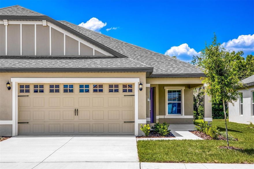 Welcome to the Egret floor plan, a thoughtfully designed 3-bedroom, 2-bathroom single-story villa located in the scenic and peaceful Gum Lake Preserve community. This home combines modern features with a functional layout, making it the perfect choice for those seeking comfort, convenience, and natural surroundings, all just minutes from I-4.

As you arrive, you’ll be greeted by lush front yard landscaping and a covered front porch that leads into a welcoming foyer. Inside, the open-concept layout seamlessly connects the spacious family room, chef-ready kitchen, and adjoining dining area, creating a perfect space for gatherings, relaxing evenings, or entertaining friends.

The kitchen is a true centerpiece, featuring granite countertops, a large center island with a breakfast bar, stainless steel Whirlpool appliances, and white wood cabinet, all enhanced by designer upgrades included at no extra cost.

The private master retreat offers plenty of space to unwind, with room for a king-sized bed and direct access to a beautiful en-suite bathroom. The layout also includes two secondary bedrooms, a separate laundry room, and a lanai, giving you a peaceful place to enjoy Florida’s outdoor lifestyle.

This home comes equipped with modern, energy-efficient features such as luxury vinyl flooring in the main living areas, double-pane low-emissivity windows, a programmable thermostat, and blinds installed on all front-facing windows.

Located in the desirable Gum Lake Preserve, a true lakeside community, residents enjoy access to a community boat ramp with entry to Gum Lake, a future fishing dock, nature trails, pondside picnic areas, and a playground for family fun and outdoor relaxation. Whether you enjoy kayaking, boating, fishing, or simply soaking in the natural beauty, this community offers something for everyone.

Don’t miss your chance to call the Egret home. Schedule your private tour today and enjoy lakeside living in style!