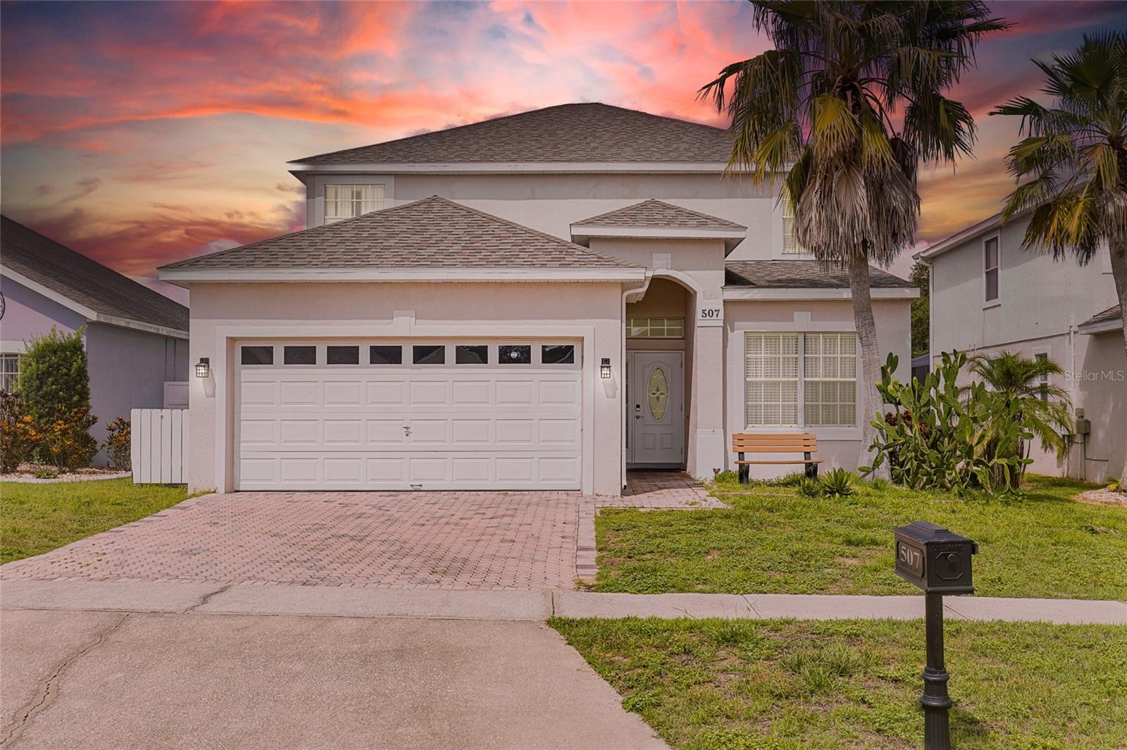 Welcome to your dream golf-view retreat in the heart of Davenport’s sought-after Highlands Reserve community. This beautifully maintained, fully furnished home offers a rare combination of privacy, west-facing sunset views, and direct vistas of the pristine golf course—creating a peaceful, turn-key escape whether you're relocating, investing, or searching for a short-term rental opportunity near Disney.As you approach, the quiet cul-de-sac setting and upgraded front door greet you with charm and ease. Step inside and you'll immediately notice the open flow and abundance of natural light. The entry leads you into a formal living and dining space, perfect for entertaining or relaxing after a day on the course. Downstairs features updated tile flooring throughout, complemented by upgraded light fixtures and ceiling fans for added comfort and style.Toward the rear of the home, the layout opens into a spacious kitchen outfitted with high-end stainless steel appliances, granite countertops, and a breakfast nook that seamlessly connects to the large family room. Oversized sliding glass doors frame the view and lead you to one of this home’s standout features—an expansive, covered lanai and oversized pool deck overlooking the golf course. The resurfaced pool and spa include new tile and mosaic dolphin inlays, all positioned to take in stunning west-facing sunset skies. It's a setting made for quiet mornings or evening gatherings under the stars.Back inside, the first floor also includes a full bedroom and bathroom—ideal for guests or multi-generational living. Upstairs, retreat to a spacious primary suite that overlooks the fairway and offers a serene vantage point you’ll never tire of. The en-suite bathroom features dual vanities, a soaking tub, separate shower, and generous walk-in closet. Three additional bedrooms upstairs provide plenty of room for family or visitors, each with ample closet space and fresh carpet throughout. For added functionality, the attic has been reinforced to provide secure, bonus storage.Additional upgrades include recessed lighting throughout and thoughtful design touches that make this home truly move-in ready.Highlands Reserve is a well-established golf community known for its mature landscaping, wide sidewalks, and low HOA fees with no CDD. Enjoy access to the community pool, tennis courts, and playground—plus you're just minutes from top-rated Davenport schools, restaurants, shopping, and theme parks. With Walt Disney World less than 20 minutes away, this location is ideal for both permanent residents and short-term rental investors seeking a near-Disney property in Central Florida.If you're exploring Central Florida real estate, looking for an Orlando relocation home, or searching for a Florida pool home for sale with income potential, this property checks every box.Reach out today to schedule your private showing or to learn more about this exceptional golf-front home in Highlands Reserve.