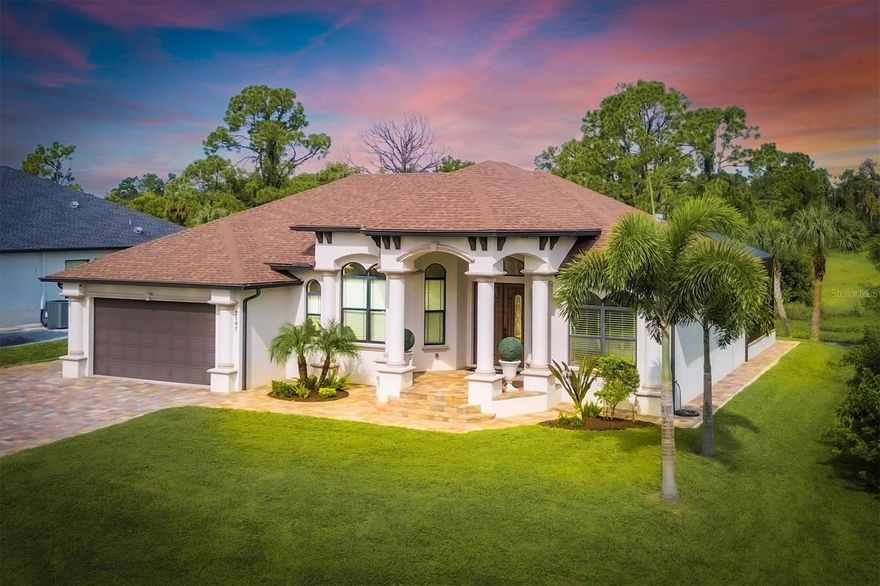 Experience True Luxury in the Heart of Southwest Florida!Minutes away from WELLEN PARK AND WARM MINERAL SPRINGS! WATERVIEW! BUILD 2017! ONE OF THE KIND! NOT FLOOD ZONE! 4 BEDROOM 3 BATH!

Discover one-of-a-kind modern elegance in this stunning, custom-built waterfront home nestled in a peaceful North Port neighborhood. Designed for comfort, style, and efficiency, this residence combines sleek architecture with thoughtful high-end features throughout.

Key Features & Highlights:

Brand-New Roof (2024)

Magnificent Waterfront Views right in your backyard

Reverse Osmosis Water System (whole-house filtration with monthly maintenance plan)

Built on Stem Wall Foundation for enhanced elevation and durability

Spacious Open Floor Plan with 2,257 sq. ft. under air and a 785 sq. ft. screened patio

PGT Impact Windows & Sliders, 8-ft interior doors, and tile flooring throughout

Energy Efficiency: Spray foam insulation, 1-inch insulated walls, and high ceilings with tray accents (up to 14’ in main living areas)

Central Vacuum System, Home Security System, and Ceiling Speakers in the family room

Modern Built-In Electric Fireplace for a cozy yet contemporary touch

Gourmet Kitchen with luxurious cabinets and granite countertops

Screened Patio prepped with all hookups for an outdoor kitchen, including 220V outlet

Enjoy peace of mind and convenience — this home is NOT in a flood zone, with NO HOA or CDD fees!

Located just minutes from Warm Mineral Springs, Wellen Park, major shopping centers, and beautiful Gulf beaches, this property offers the perfect blend of tranquility and accessibility.

Nearby Amenities & Lifestyle:

Short drive to pristine Gulf beaches for swimming, boating, and sunbathing

Marinas for nautical adventures and fishing

Top-rated golf courses and nature preserves, including Myakka River State Park

Vibrant shopping and dining scene, with boutique stores, cafes, and cultural events year-round

Excellent schools, healthcare facilities, and community parks nearby

Experience the best of Florida living — sunshine, sophistication, and serenity — all in one extraordinary home.