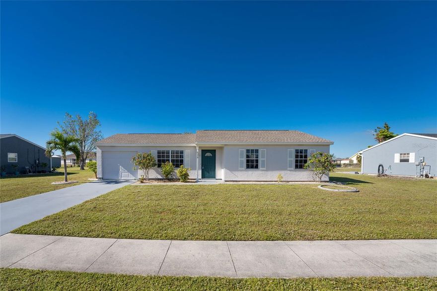 MOVE IN READY. Welcome to this meticulously maintained 3-bedroom, 2-bathroom home in the highly sought-after Gardens of Gulf Cove community in Port Charlotte, FL. Offering a clean, move-in ready, turnkey living experience, this home is perfect for anyone looking to settle into a well-kept and updated space. The spacious layout features a large screened-in lanai at the rear, ideal for enjoying the beautiful Florida weather in privacy. Recent updates include a 4-year-old roof and a 2016 air conditioner, ensuring peace of mind for years to come. All bathrooms have been beautifully updated, adding a fresh, modern touch to the home. With hurricane shutters in place, you can rest easy knowing the property has had zero damage from past hurricanes. The Gardens of Gulf Cove is a wonderful, family-friendly community with an affordable HOA fee of just $470 annually. Residents enjoy access to a clubhouse and two refreshing pools, perfect for socializing or relaxing on warm days. Conveniently located close to shopping, dining, and only 20 minutes from the stunning beaches of Manasota Key, this home is ideally situated for those who want to enjoy the best of coastal living. Don't miss the opportunity to own this well-cared-for home in one of the area's most desirable neighborhoods. Schedule your private showing today!