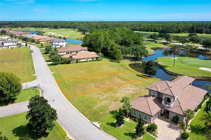 Create your custom Florida dream home on this vacant, cleared lot in the highly sought-after Conservatory community at Hammock Beach. This lakefront property offers stunning water and golf course views, perfectly positioned across from the  island green on Hole #8 of the renowned Tom Watson-designed Conservatory Golf Course.
Located within a gated, guard-secured community, The Conservatory offers exclusive resort-style amenities including a luxurious clubhouse, resort-style pool, fitness center, and scenic walking and biking paths. It’s the perfect setting for those seeking both tranquility and an active coastal lifestyle.
A Hammock Beach Club membership is also available for purchase, providing access to world-class amenities such as two championship golf courses, private beach access, multiple oceanfront pools, tennis courts, full-service spa, fine dining, and a wide variety of social and recreational activities.
Situated in Palm Coast, Florida, this property is just minutes from the Beach, local shopping, dining, and coastal attractions, offering the perfect balance of privacy and convenience.
With its prime location, lakefront setting, and golf course views, 319 Hibiscus Way is an incredible opportunity to build your ideal home in one of Palm Coast’s most prestigious communities. Don’t miss your chance to own a piece of paradise—schedule a visit today! 
"The property boundaries shown here are for illustrative purposes only and may not reflect the exact legal property lines. All property dimensions are approximate and should be independently verified by a surveyor."