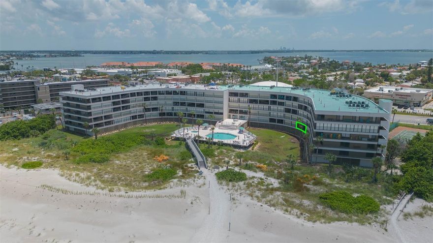 This expansive 3-bedroom, 2-bathroom Gulf front condominium at The Lido offers nearly 1,700 sq ft of elevated living, newly upgraded from top to bottom with stylish modern and contemporary finishes retaining a light, airy vacation feel. Never flooded and unscathed by hurricanes, this unit gives peace of mind with hurricane sliders and shutters throughout, and is appointed with solid-surface countertops and new ceramic tile flooring throughout. Oversized balcony frames panoramic Gulf of America views, enhanced by the U-shaped design of the building to guarantee unobstructed vistas of sugar sand and vivid sunsets. Just steps from St. Pete Beach and the historic Pass-a-Grille district, owners enjoy effortless access to top-rated beachfront restaurants like RumFish Grill, Crabby Bill’s, Hurricane Seafood Restaurant, and the laid-back charm of this coastal living. Minutes from the famous eclectic St. Petersburg downtown area. Enjoy shops and 5 star rated restaurants and bars for just an 8 minute drive. 
This condo features resort-style amenities, including a heated Gulf-side pool and spa, fitness center, tennis/pickleball court, private beach boardwalk, and under-building parking—this is an unavoidable buy for any discerning homeowner or vacationer seeking luxury coastal living.
