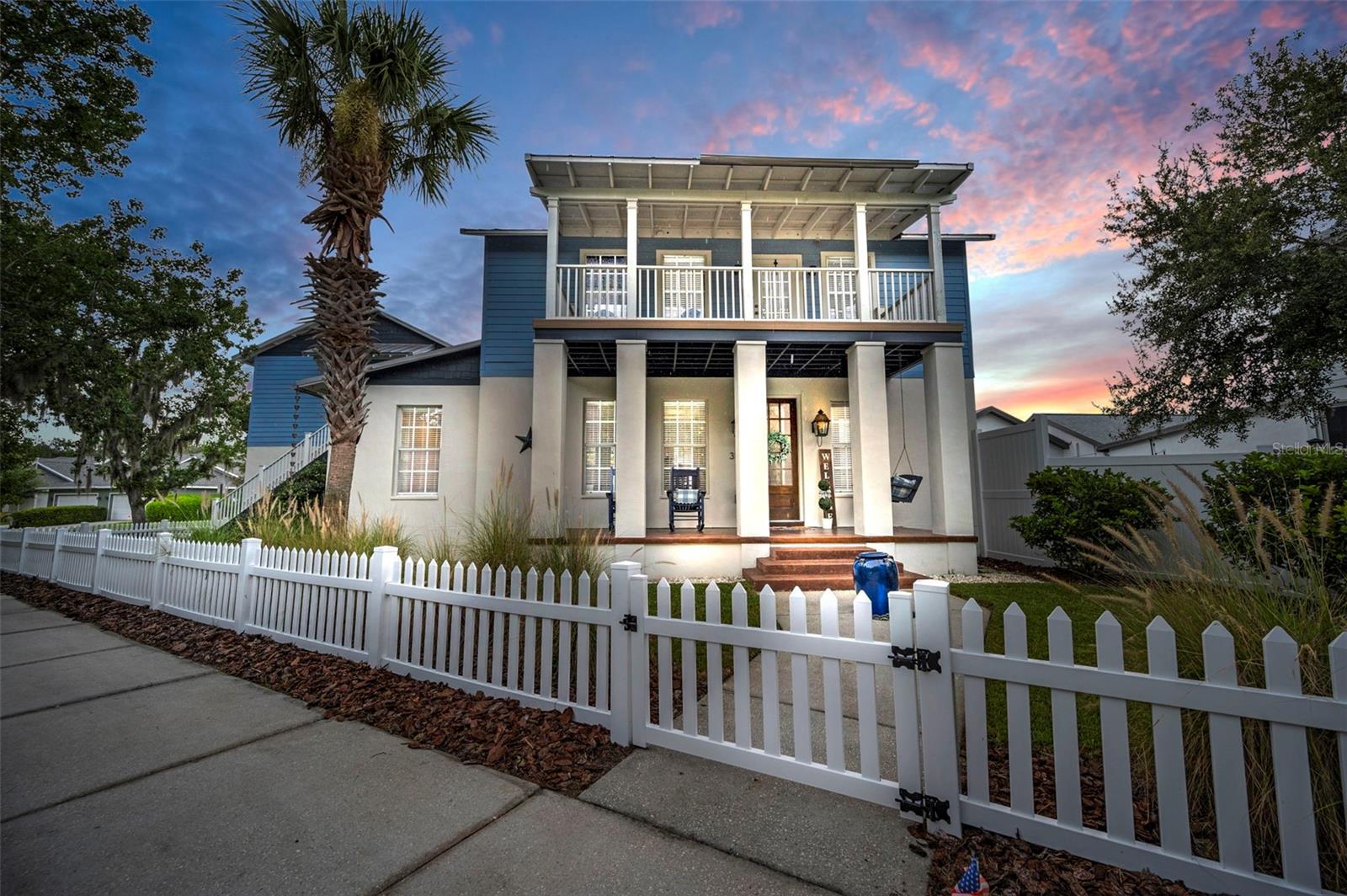 Charming Custom Built Two-Story Home with Guest Apartment in Highly Sought-After Longleaf!
This beautifully designed home offers the perfect blend of Southern charm and modern upgrades. Set behind a classic picket fence, the home features a welcoming front porch with stained concrete floors, wood-stained ceilings, and gas lanterns—ideal for relaxing or entertaining. A rare find, the property includes a 1 bed/1 bath potential rental apartment, guest suite or home office over the garage with private entry.
Inside the main home, you'll find custom details throughout, including crown molding, stained concrete and wood floors, a built-in entertainment center in the great room, and double French doors leading to a private pavered courtyard. The newly remodeled kitchen showcases stainless steel appliances, a breakfast bar, closet pantry, and tile backsplash, with an adjacent formal dining area for entertaining.
The primary suite is conveniently located on the main level, offering sisal carpet floors, a luxurious ensuite with dual sinks, walk-in tiled shower, stained concrete flooring, and a custom walk-in closet with built-ins. Upstairs features a cozy loft with access to a balcony, two guest bedrooms, and a full bath.
Enjoy the back covered porch with wood-stained ceiling, private courtyard, and no maintenance turf. The metal roof adds durability and curb appeal, while the two-car garage completes the package.
Longleaf is a vibrant, amenity-rich community featuring a resort-style pool and spa, Longleaf Elementary, tennis and pickleball courts, playgrounds, walking trails, dog park, sports fields, basketball, and sand volleyball. Just a short walk to Starkey Market and close to shops, restaurants, and medical facilities.