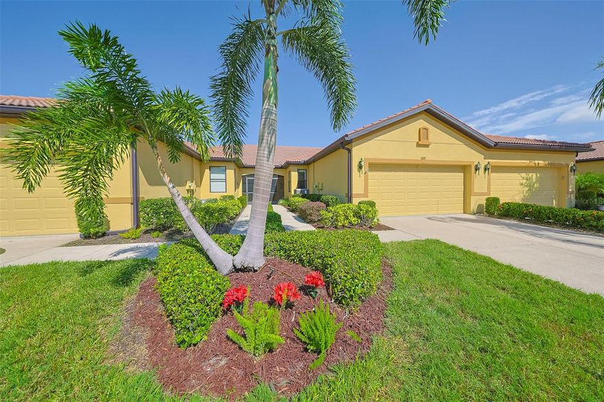Here's the one you've been waiting for that HAS IT ALL! Welcome to YOUR beautiful home in SouthShore Falls... A Del Webb 24hr Guard Gated community in Apollo Beach! The Best kept Secret on the West Coast of Florida! Don't hesitate! Come and take a look at this 'Model Perfect' Villa, Meticulously Maintained and is Uniquely decorated in EVERY way! Updates galore including new porcelain tile floors... there is NO CARPET in this home, featuring 2 spacious Bedrooms PLUS Office/Flex room(could be 3rd bdrm), NEW HVAC(2023), NEW WATER HEATER(2022), ALL NEW APPLIANCES including Washer/Dryer(2024), PLANTATION SHUTTERS, Ceiling Fans and is freshly painted throughout! Enjoy quiet time or entertaining on your lanai... very private and peaceful, includes the TV, Hanging Swing Chair, Ceiling Fan and features a roll down blind and sheers as they wisp in the breeze with no neighbors behind...only nature! The Kitchen is a Chef's Delight and includes wine bar/coffee station area, breakfast bar, white and bright cabinetry accented with unique river rock backsplash, new stainless steel appliances, a Sky Sola-Tube for extra light and a roll out screen at the door to the garage, (great for cross ventilation)! The Primary Bedroom has plantation shutters, ceiling fan and a huge walk-in Closet, a beautiful light and bright en-suite bathroom with dual sinks and step-in shower. Your guests will enjoy the split floor plan with privacy behind the fabulous SLIDING BARN DOORS which guest bath with tub/shower is just steps away from their bedroom! The office/3rd bedroom is very cozy and comfortable and includes TV, ceiling fan and plantation shutters. The open floor plan of the dining area and great room combo, is spacious, has updated lighting and sliders step out to the lanai! You will also enjoy gathering in the garage where you'll find a mural of twinkling palm trees, painted garage floor, 'SMART' auto-door opener, Attic storage space and the workbench and lights are included! Enjoy Resort-style living in this 24-hour Gated Community...Florida's Best Kept Secret Beyond Compare... Very low HOAs (NO CDDs) Pets Welcome! Spectacular recreation area in a Vacation-Style setting with the Back-Pool/Pickle Ball/Tennis Courts just a stroll away! At our 14,000 sq ft clubhouse you'll enjoy, The Lagoon Heated Pool, Resistance Pool, Spa, state-of-the-art Fitness Center, Water Aerobics, Bike Club, Walking Trails, Golf putting greens, Bocce & Pickle Ball & Tennis courts, Arts and Crafts, Billiards, Library, Card Clubs, Internet café and so many daily activities and Entertainment in the Expansive Clubhouse! Very close to World Renowned Sugar Sand beaches in any direction, Golf Courses, a public boat launch, Freedom Boat Club, Tampa Bay City Life, International Airports and Hospitals. So, Come on, get away from it all at Del Webb SouthShore Falls Paradise and Live, Laugh, and Love Life!
