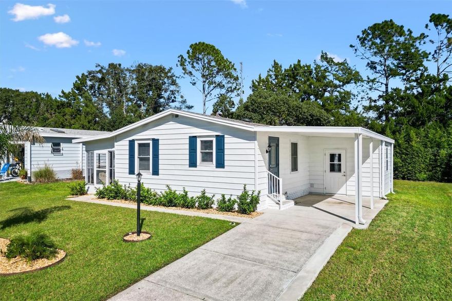 NO BOND OR CDD — FULLY RENOVATED AND READY TO MOVE IN!
Welcome to a beautifully reimagined 2-bedroom, 1-bath home where every upgrade adds real value. Thoughtfully updated from top to bottom, this home blends modern comfort with effortless Florida living.

Step inside and you’ll notice the attention to detail: luxury vinyl plank flooring, fresh interior paint, and an open-concept design that feels bright, spacious, and inviting. Furniture is included, hand-picked for both comfort and practical storage, so every space feels smartly designed and move-in ready.

The kitchen steals the show with brand-new granite countertops, custom cabinetry, and stainless steel appliances—the perfect blend of function and style. The bathroom renovation continues the high-end feel, featuring a fully tiled walk-in shower with glass door and a modern vanity that elevates your daily routine.

Practical updates include a 2023 roof, 2025 HVAC, and 2025 water heater, along with LED lighting, a new sliding glass door, and newer windows throughout—delivering peace of mind and energy efficiency for years to come.

Outside, the curb appeal shines with fresh landscaping and clean lines. A dedicated golf cart garage with epoxy flooring provides secure storage, workshop potential, or a polished place to park your cart after a round of golf.

Nestled in one of Central Florida’s most desirable 55+ active-lifestyle communities, this home puts you minutes from championship golf, dining, shopping, and entertainment—all part of the lifestyle that makes The Villages area famous.

Everything’s been done for you—no projects, no stress, no waiting. Just bring your toothbrush and start living your best Florida life today!