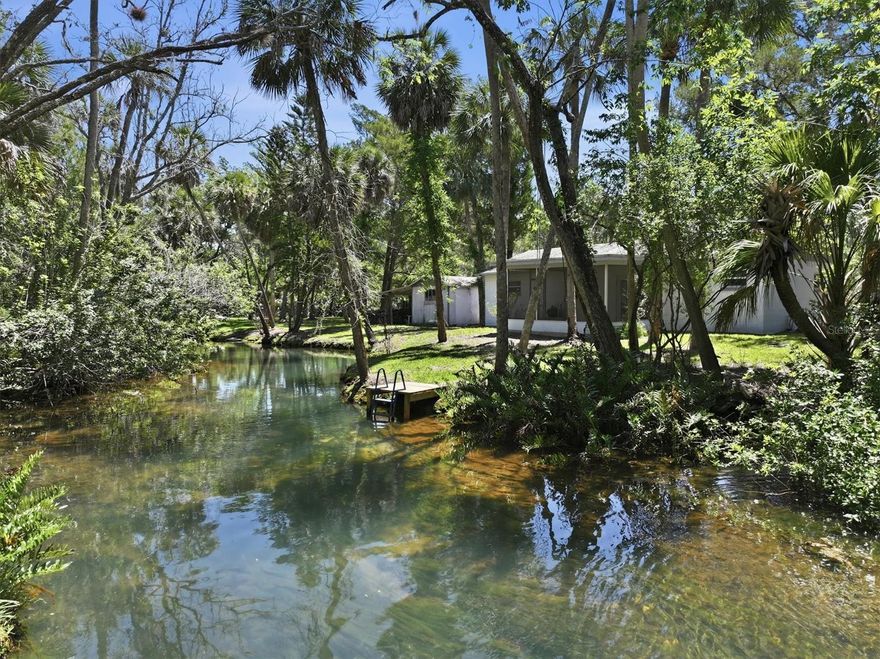 This is a once-in-a-lifetime opportunity to own a true Florida paradise with your own spring-fed backyard retreat. This beautifully updated 3-bedroom, 2-bathroom open floor plan home sits on Little Salt Spring and Palm Grove Colony Spring with an incredible 216 feet of frontage along the spring run flowing to the Gulf through the Mud River. Imagine stepping outside your back door and floating with the gentle current in crystal-clear 74-degree spring water year-round. Swim, tube, paddleboard, kayak, or simply relax while enjoying one of Hernando County’s hidden natural treasures right behind your home.

The spring-fed creek creates an unforgettable waterfront lifestyle and endless entertainment for family, guests, or vacation renters. The natural beauty surrounding the property offers peaceful old Florida charm with native palms, coastal marshlands, abundant wildlife, and scenic water views that feel worlds away from the stress of everyday life.

Inside, the home has been fully updated and is move-in ready. Features include wood-look ceramic tile flooring throughout for easy maintenance, an open and airy floor plan, all-wood soft-close shaker cabinets, granite countertops, stainless steel appliances, and updated bathrooms. The spacious master suite includes twin vanities and a walk-in shower. A large screened porch overlooks the spring run, creating the perfect setting for morning coffee, outdoor dining, or relaxing after a day on the water. Washer and dryer are included. The property also features a separate oversized workshop/storage shed for all your tools, kayaks, paddleboards, and outdoor gear.

No HOA and short-term rentals are allowed, making this property ideal as a primary residence, vacation home, or income-producing rental. The spring run flows into the Mud River and eventually out to the Gulf of Mexico, though boating access is limited by a bridge.

Welcome to Palm Grove Colony, a hidden gem in Hernando County located just 60 minutes north of Tampa International Airport with easy access via the Suncoast Parkway. Tucked away from the congestion of US-19 and SR-50, this peaceful spring-fed riverfront community feels like stepping back into old Florida. Residents enjoy access to both the community spring and Little Salt Spring, adding even more value to this unique waterfront lifestyle.

At the heart of the community is the scenic Mud River, a spring-fed waterway flowing approximately three miles to the Gulf at Bayport. Nearby, the famous Weeki Wachee River adds to the area’s natural beauty with its crystal-clear spring water, abundant wildlife, and legendary mermaid attraction that has captivated visitors since the 1940s.

Outdoor recreation opportunities are endless. Spend your days boating, fishing, kayaking, scalloping, paddleboarding, snorkeling, diving, or enjoying unforgettable encounters with manatees and dolphins. Palm Grove Colony offers the rare chance to experience Florida’s natural beauty the way it was meant to be enjoyed—peaceful, scenic, and centered around the water. Discover the magic of spring-fed waterfront living and experience one of the Nature Coast’s most unique properties.