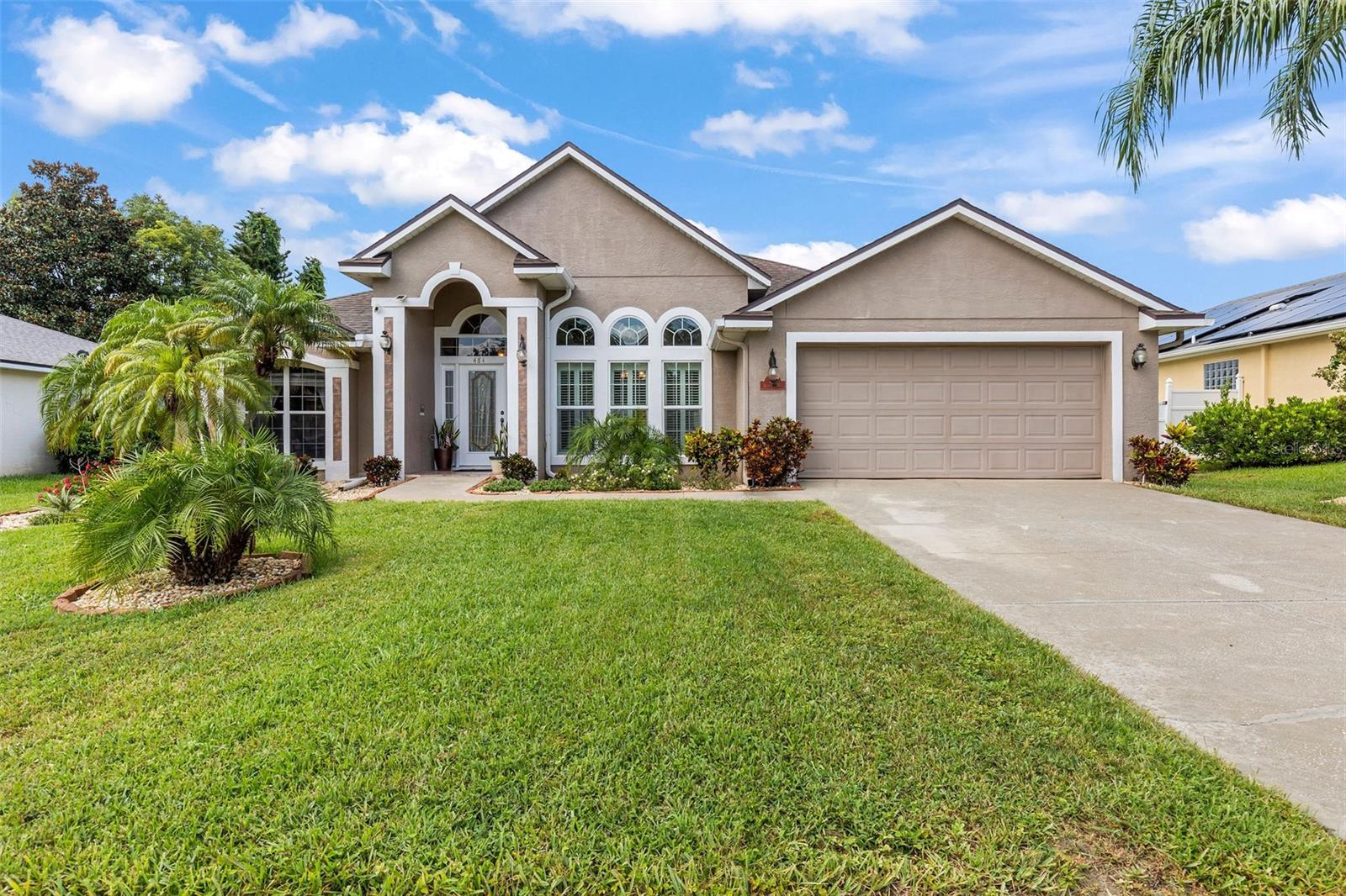 This thoughtfully designed 3-bedroom, 2-bath concrete block home offers 2,134 square feet of well-planned living space, featuring a split floor plan and timeless architectural touches that make a lasting impression. With a 2023 HVAC, 2023 water heater, and 2020 roof, the major updates are already done—leaving you free to settle in and enjoy. Inside, you're welcomed by tall ceilings, plantation shutters, and a double-sided stacked stone fireplace that adds both warmth and wow-factor, separating the foyer from the main living space. Just off the entry, a second living area offers the perfect flex space—ideal as a cozy family room, playroom, or media lounge. The kitchen is a classic, featuring white raised-panel cabinetry, tile backsplash, pantry, and a functional layout ideal for entertaining. The dining area, with built-in accent shelving, is filled with natural light and ready for gatherings. A spacious indoor laundry room with cabinet storage and a utility sink adds everyday convenience. The primary suite is privately located on one side of the home and includes a versatile nook perfect for a reading lounge, home office, or compact home gym. The updated en suite bath features a soaking tub, double vanity, water closet, and a walk-in tile shower. On the opposite side, two generously sized guest bedrooms share a beautifully updated guest bathroom with stone accent wall, tile shower, and fresh modern finishes. Step outside to enjoy a fully fenced backyard with white PVC privacy fencing, a screened-in patio with windows to let in the winter breeze, and a pavered open patio ideal for grilling or relaxing under the stars. With its ample green space and excellent sun exposure, this yard is perfect for gardening enthusiasts. Saxon Ridge offers unbeatable amenities, including a community pool, clubhouse, playground, basketball court, sand volleyball court, soccer field, and easy access to I-4 for commuting. Homes like this spacious, stylish, and well-maintained are a rare find. Schedule your private showing today and discover why 484 Kettering Road is the one you've been waiting for.All information taken from the tax record, and while deemed reliable, cannot be guaranteed.