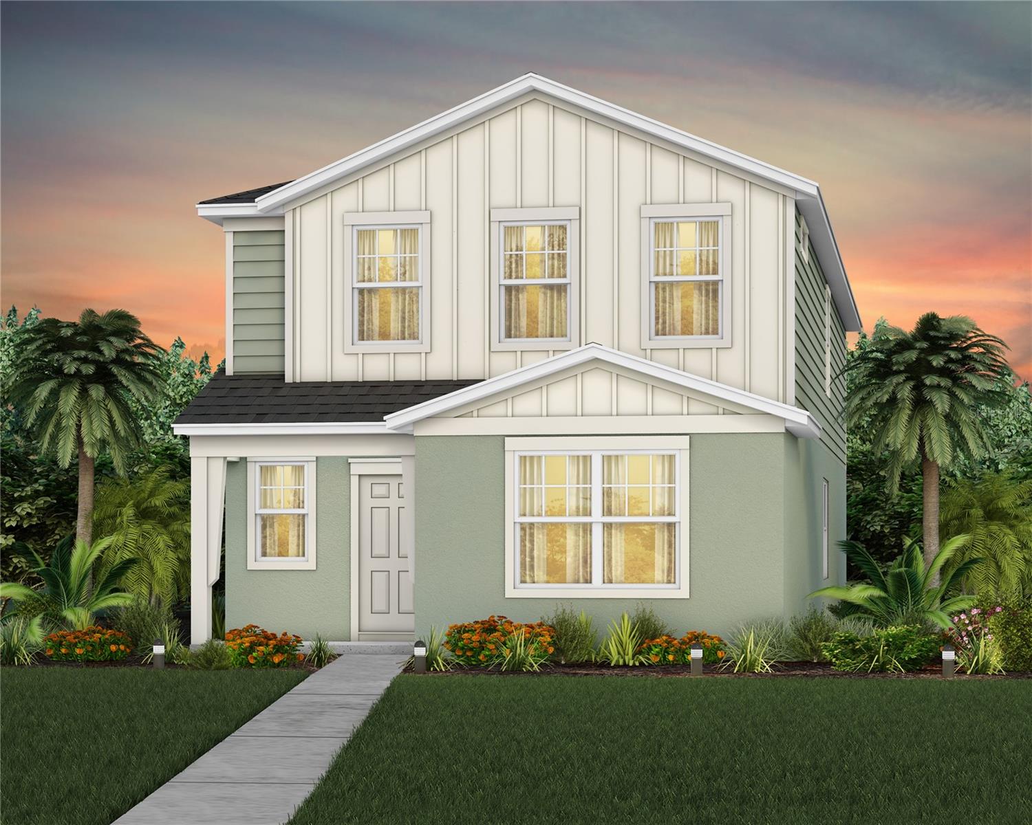 EverBe is a new master planned community where convenience and connections combine to create a new standard for home. Located in Orlando with quick access to 417 & 528, this lifestyle community will offer miles of pathways & trails, wi-fi-enabled green spaces, unique outdoor recreation areas, a fitness center, a clubhouse complex with resort pool, 2G internet, and a waterfront amenity and town center. Get excited for EverBe - everything home should ever be!
Introducing the Caden bungalow by Pulte, a brand-new home that combines modern design and ultimate comfort. Featuring our Farmhouse exterior, this home includes a charming front porch, 5 spacious bedrooms, 3 full bathrooms, a loft, and a 2-car rear-load attached garage. The heart of the home is the open-concept kitchen, café, and gathering room, all bathed in natural light. This inviting space is perfect for both everyday living and entertaining. The kitchen boasts a large center island, a convenient storage pantry, and top-of-the-line Whirlpool stainless steel appliances—including a refrigerator. Tilden Greyhound cabinets, a decorative tile backsplash, and quartz countertops complete the sophisticated look. For added convenience, the first floor includes a secondary bedroom and full bathroom. Upstairs, you’ll find the private owner’s suite and bathroom, three additional bedrooms, another full bathroom, loft, linen closet, and the laundry room. The owner’s suite is a true retreat, featuring a walk-in closet and a luxurious en suite bathroom with a glass-enclosed shower, quartz-topped dual vanity, and private water closet. Throughout the entire first floor (except for the bedroom), bathrooms, and laundry room enjoy the beauty and convenience of tile. Plush, stain-resistant, Shaw brand carpet covers the stairs, loft, and bedrooms, adding comfort and style. This new construction home perfectly blends luxury, convenience, and modern design, making it the ideal place to live and unwind.
