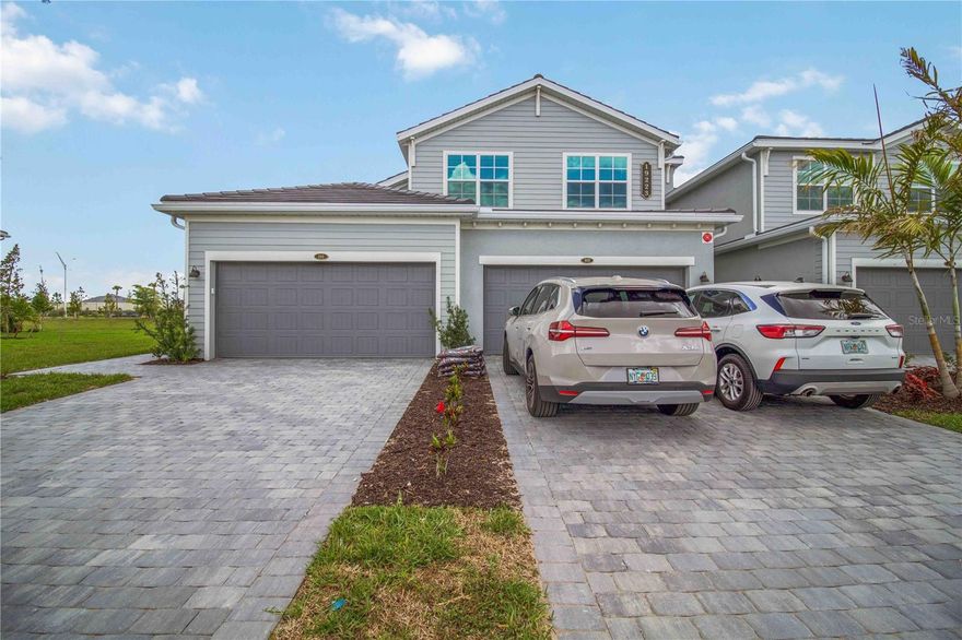 Welcome to luxury living in Calusa Country Club, where golf course lifestyle meets effortless first-floor convenience. This beautifully designed Arrowhead coach home offers 1,741 square feet of thoughtfully designed living space and comes with a golf membership included, making it the perfect opportunity to enjoy resort-style living from day one.  This single-story residence features a modern open-concept layout, seamlessly connecting the dining area, kitchen, and spacious living room—ideal for both entertaining and everyday comfort. Large sliding glass doors lead to a covered lanai, creating the perfect indoor-outdoor setting to relax and enjoy the Florida lifestyle.
The owner’s suite is privately positioned at the rear of the home, offering a peaceful retreat complete with a spa-like bathroom and a generous walk-in closet. Two additional bedrooms are located near the front of the home, providing flexibility for guests, family, or a home office.  Additional highlights include a two-car garage with extra storage space, low-maintenance coach home living, and access to the incredible amenities of Calusa Country Club.  Experience the best of golf course living with included membership, all from the comfort and convenience of this first-floor home.  Some Photos were virtually staged