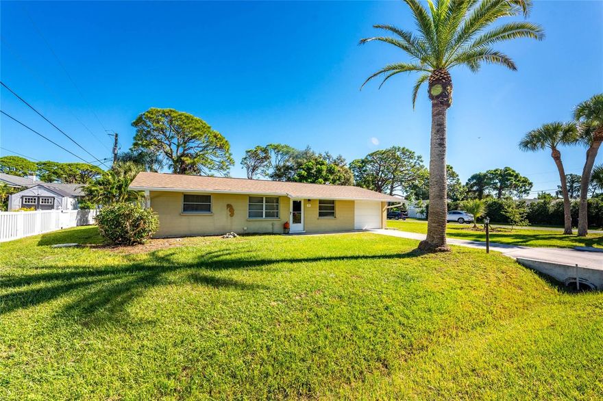 Charming South Venice Gem – No HOA, No CDD fees - Just Pure Florida Living! Step into your slice of paradise in the heart of South Venice, where the laid-back Florida lifestyle meets comfort and convenience! Whether you're a first-time homebuyer, searching for a seasonal escape, or ready to enjoy a peaceful retirement, this beautifully maintained 2-bedroom, 2-bathroom home is exactly what you've been looking for. Natural light pours into every room, creating a bright and welcoming atmosphere. The open living and dining areas flow effortlessly into a charming galley kitchen with pass-through to bonus room, perfect for cooking and entertaining. The bonus air-conditioned Florida room could be the heart of the home — imagine sipping your morning coffee, reading a book, or hosting friends, all while enjoying the Florida sunshine through plenty of windows. No Carpet, All Charm: The home boasts original Terrazzo flooring in the living areas, offering timeless style and easy maintenance. Both bathrooms feature updated vinyl plank flooring for a modern touch. Spacious Split Bedrooms: The primary suite is a true retreat, complete with a large walk-in closet and its own private bath. The second bedroom also has its own ensuite, providing plenty of privacy for guests or family. Set on a generous 10,000 sq. ft. lot, this property offers plenty of room to expand. Add a pool, build an outdoor entertainment area, or create the perfect space for your RV or boat, the choice is yours! Move-In Ready with Key Updates: New HVAC system (2024) for year-round comfort. New Roof (2023) enjoy peace of mind for years to come. New Septic System (2019) with leaching field for worry-free living! No Water or Sewer Bills: Save on utilities with fresh water directly from your own well, thanks to a great water softener system. So close to the Gulf yet this home is located in Flood Zone X where no flood insurance is required by current owners. As a resident of South Venice, you can enjoy the Private South Venice Beach. Residents receive discounted annual memberships to this exclusive beach, accessible only by ferry — a true hidden gem! Boat Ramp Membership: Launch your boat directly into the Intracoastal Waterway and explore the best of Florida's waterways and access to the Gulf of America. Kayak & Paddle Board Launch: Whether you love to kayak, paddle board, or just enjoy the serene environment, there’s a dedicated launch area just for members. About 5 miles to either the famous Venice Beach and downtown area, or Manasota Beach. Venice also has a dog beach for your furry friends who enjoy playing in the water. About 1 mile to Shamrock Park with tennis courts, a playground, and walking trail which brings you onto the Intracoastal waterway to enjoy a scenic bicycle ride, or walk, to the Legacy Trail. This home is a true South Venice treasure — offering not only comfort and convenience but an opportunity to embrace everything Southwest Florida has to offer. Be sure to check out the walk through video at - youtu.be/gOaRrJZyo1Y