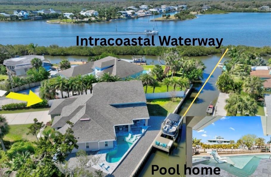 Welcome to your DREAM coastal retreat! This stunning 4-bedroom, 4-bathroom, 2-car garage POOL/SPA home is a perfectly positioned haven with 125feet of saltwater canal frontage. Nestled just moments from the Intracoastal waterway and within walking distance of the charming Flagler Beach, this 2018-built home is a beach lover's dream. Boasting a generous open floor plan and nearly 4000 square feet of living space under the roof, this newer beachy residence is designed for entertaining and relaxed gatherings. The interior is adorned with high ceilings, tile floors throughout except for the bedrooms & loft area, a spacious kitchen with lots of cabinets, spilt bedrooms, a formal dining room & living room, a family room off the kitchen, all bedrooms including the primary located on the first floor, whole home water system (RainSoft) and elegant plantation shutters enhancing the coastal charm and allowing abundant natural light to fill every corner. The bonus suite with a full bath upstairs offers additional flexibility, perfect for guests, a media room, a potential in-law suite or a home office with a view. Step outside to your private oasis—featuring a heated pool and spa, a covered lanai, and a private dock with an 8,000-lb boat lift, making it effortless to embark on your next boating adventure. This is more than a home—it’s a lifestyle. Whether you’re watching the dolphins play, throwing a fishing line in the canal, hopping on your golf cart, walking to the beach or restaurants, hosting sunset gatherings, or setting sail from your backyard, this Flagler Beach gem is truly one-of-a-kind. Don’t miss your chance to own a piece of waterfront paradise! Ask today for a private showing.